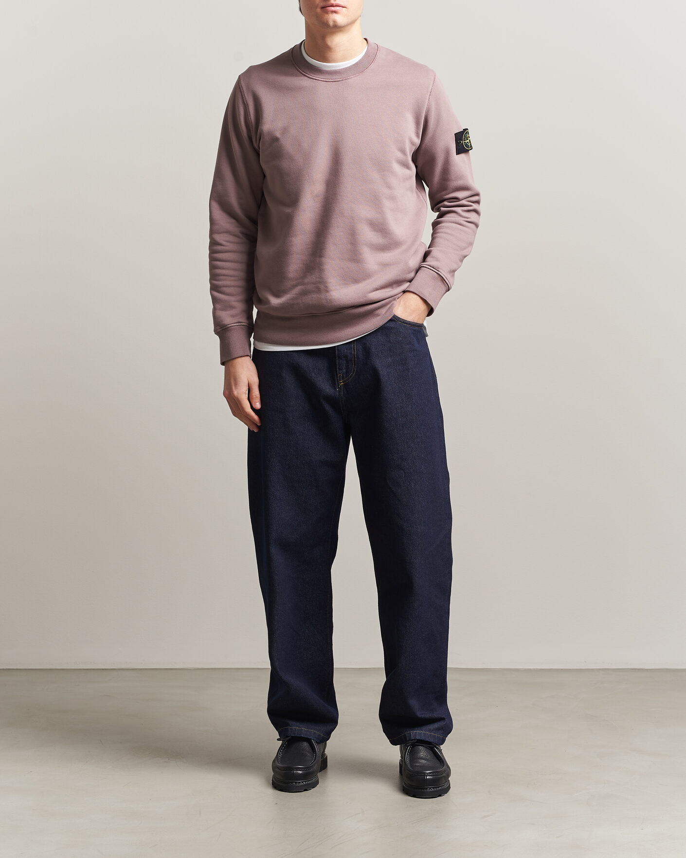 Mies | Puserot | Stone Island | Garment Dyed Fleece Sweatshirt Purple Grey