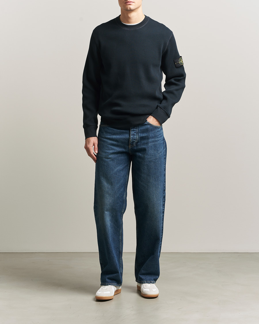 Mies | Puserot | Stone Island | Organic Cotton Waffle Fleece Sweatshirt Navy