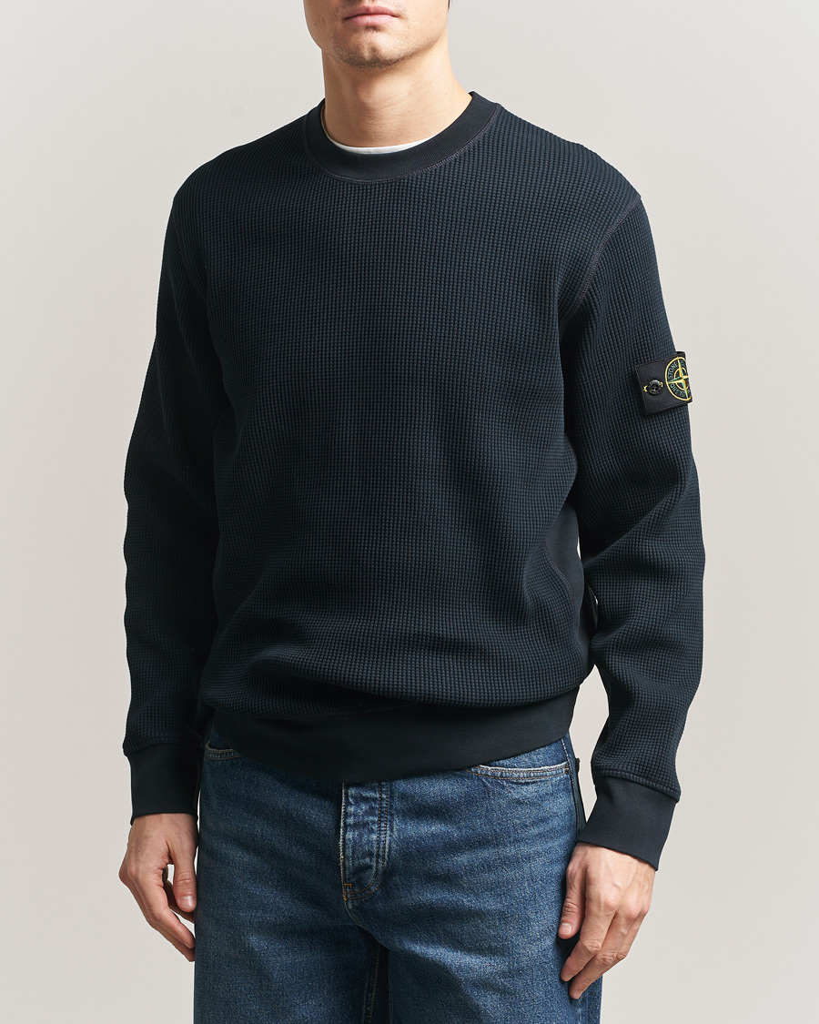 Mies | Puserot | Stone Island | Organic Cotton Waffle Fleece Sweatshirt Navy