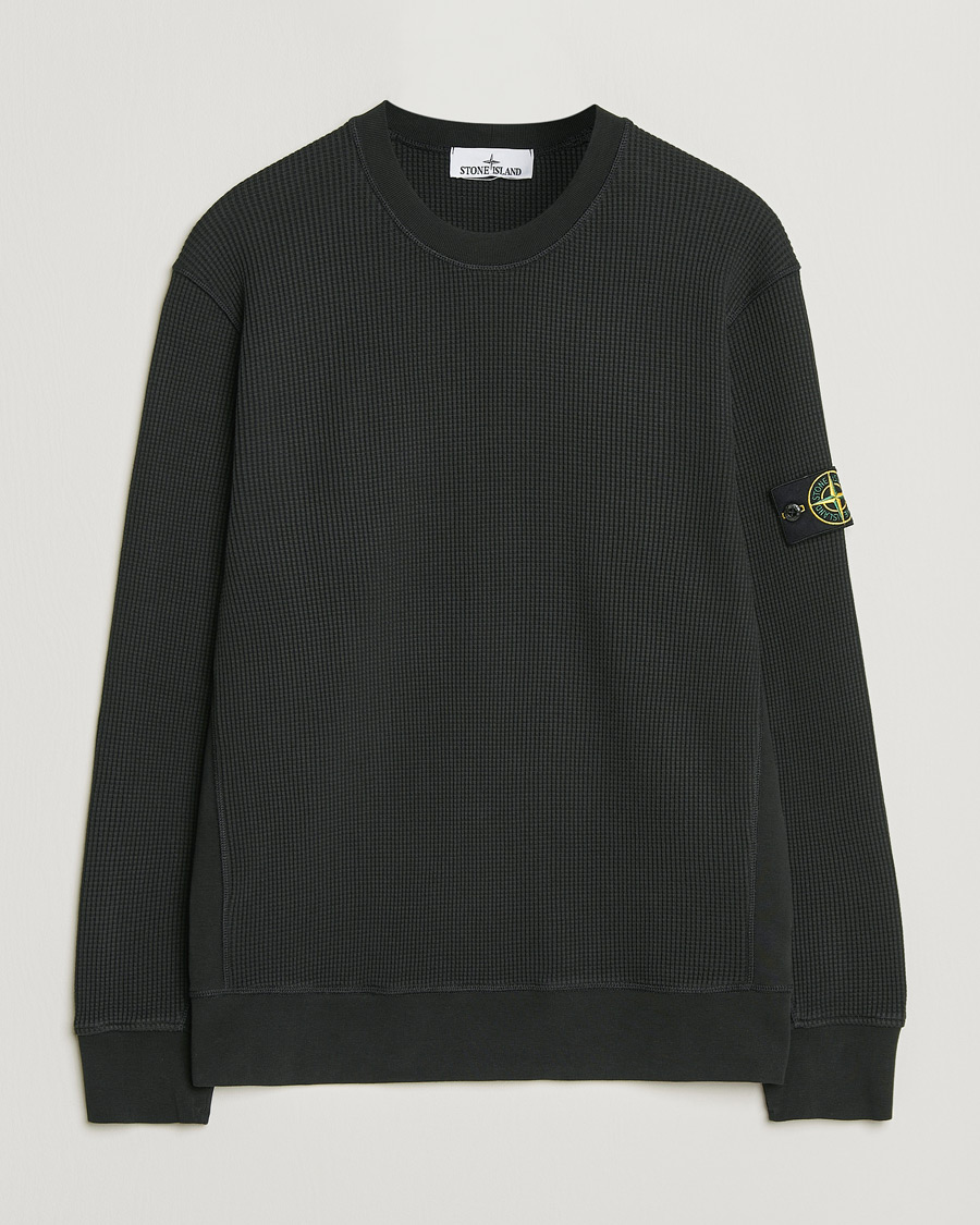 Mies | Puserot | Stone Island | Organic Cotton Waffle Fleece Sweatshirt Black