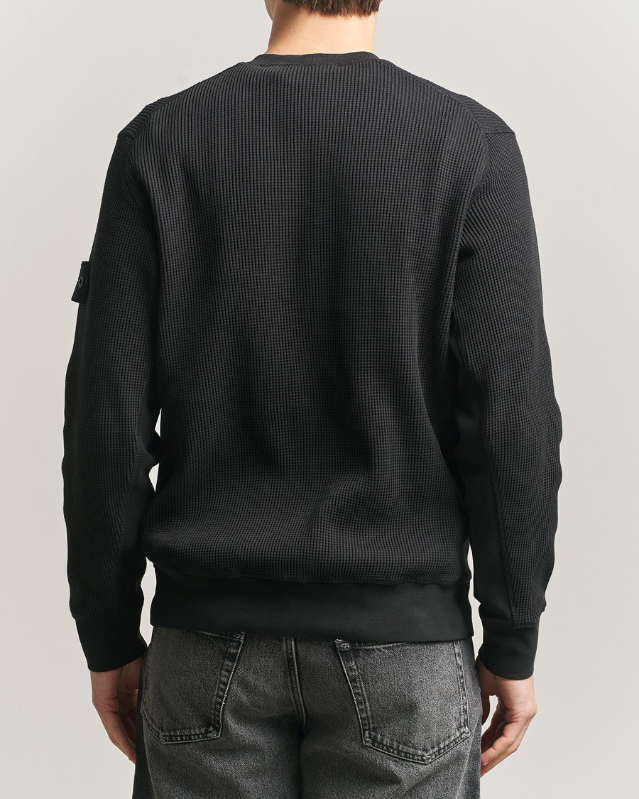 Mies | Puserot | Stone Island | Organic Cotton Waffle Fleece Sweatshirt Black