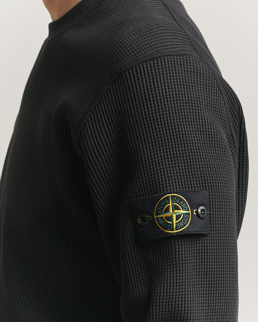 Mies | Puserot | Stone Island | Organic Cotton Waffle Fleece Sweatshirt Black