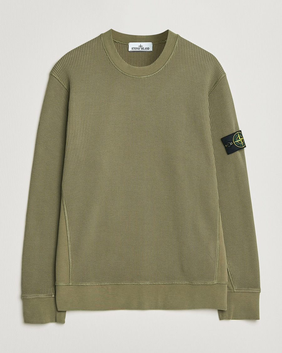Mies | Puserot | Stone Island | Organic Cotton Waffle Fleece Sweatshirt Military