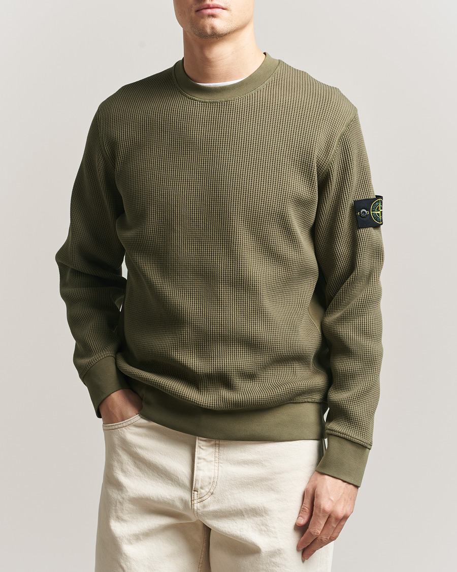 Mies | Puserot | Stone Island | Organic Cotton Waffle Fleece Sweatshirt Military
