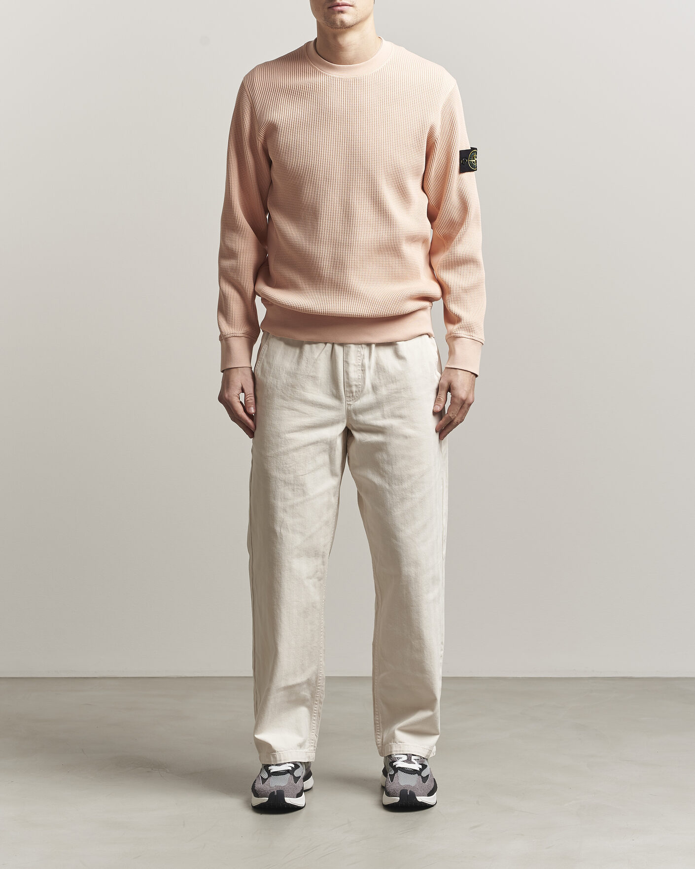 Mies | Puserot | Stone Island | Organic Cotton Waffle Fleece Sweatshirt Plaster Pink