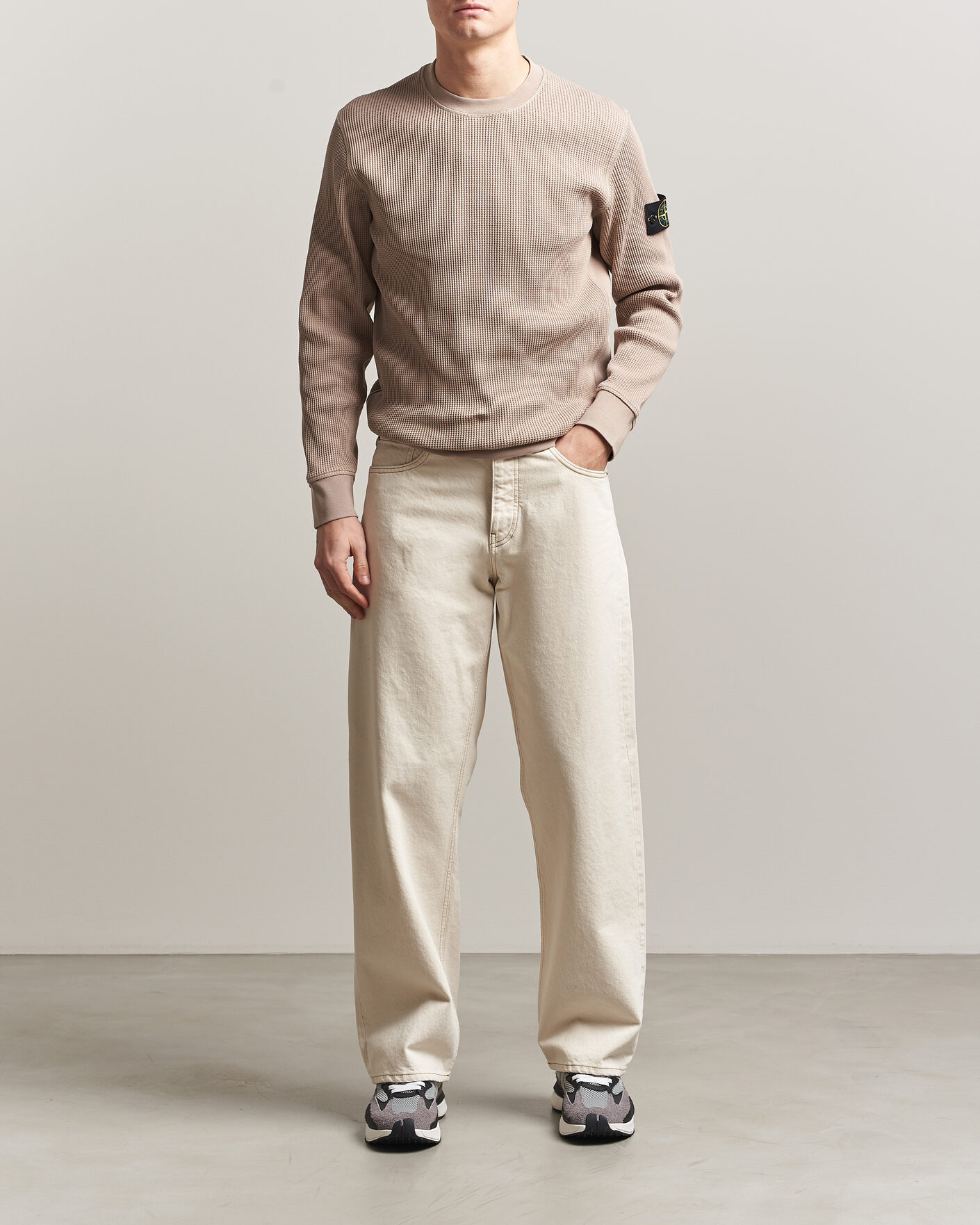 Mies | Puserot | Stone Island | Organic Cotton Waffle Fleece Sweatshirt Desert