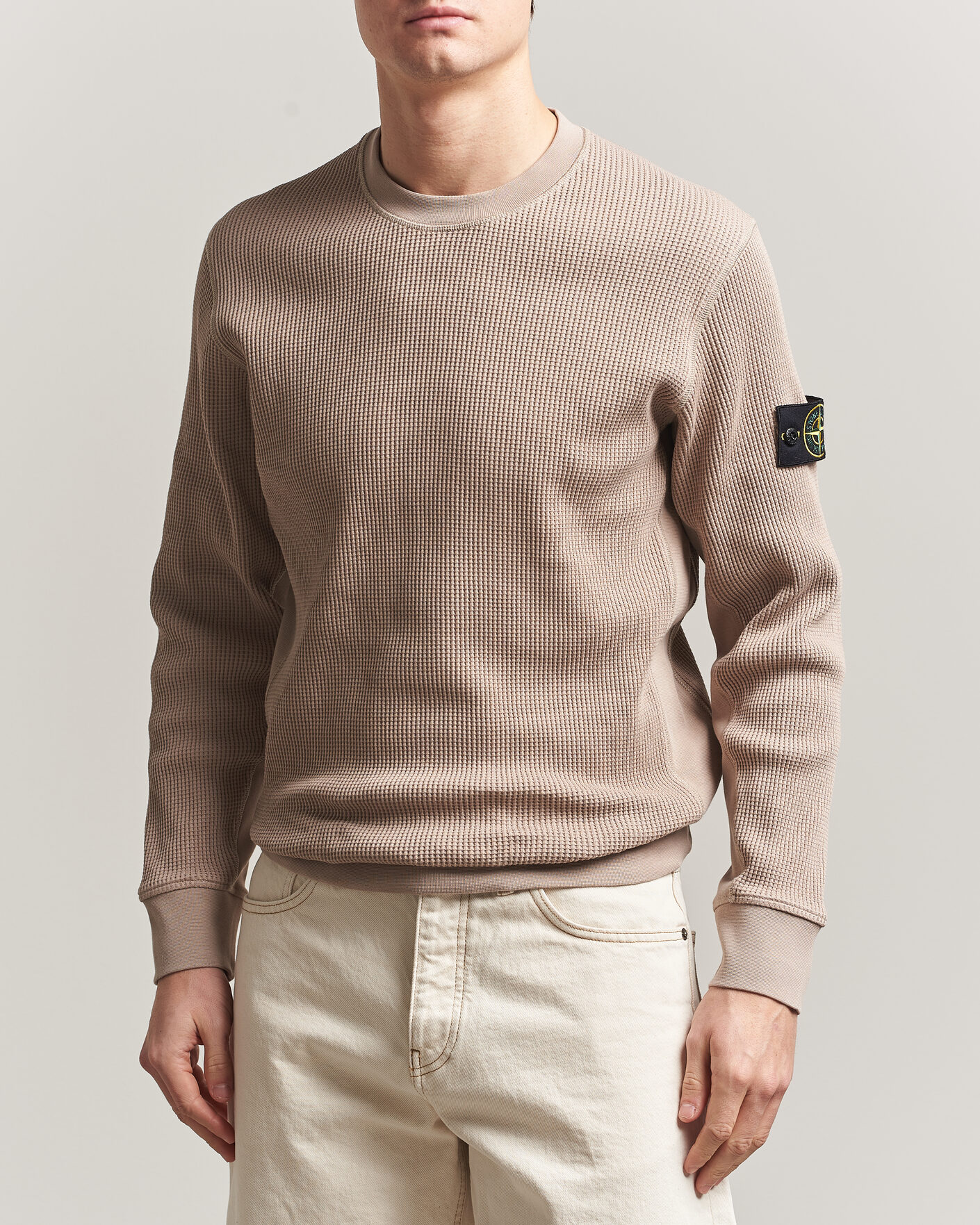 Mies | Puserot | Stone Island | Organic Cotton Waffle Fleece Sweatshirt Desert