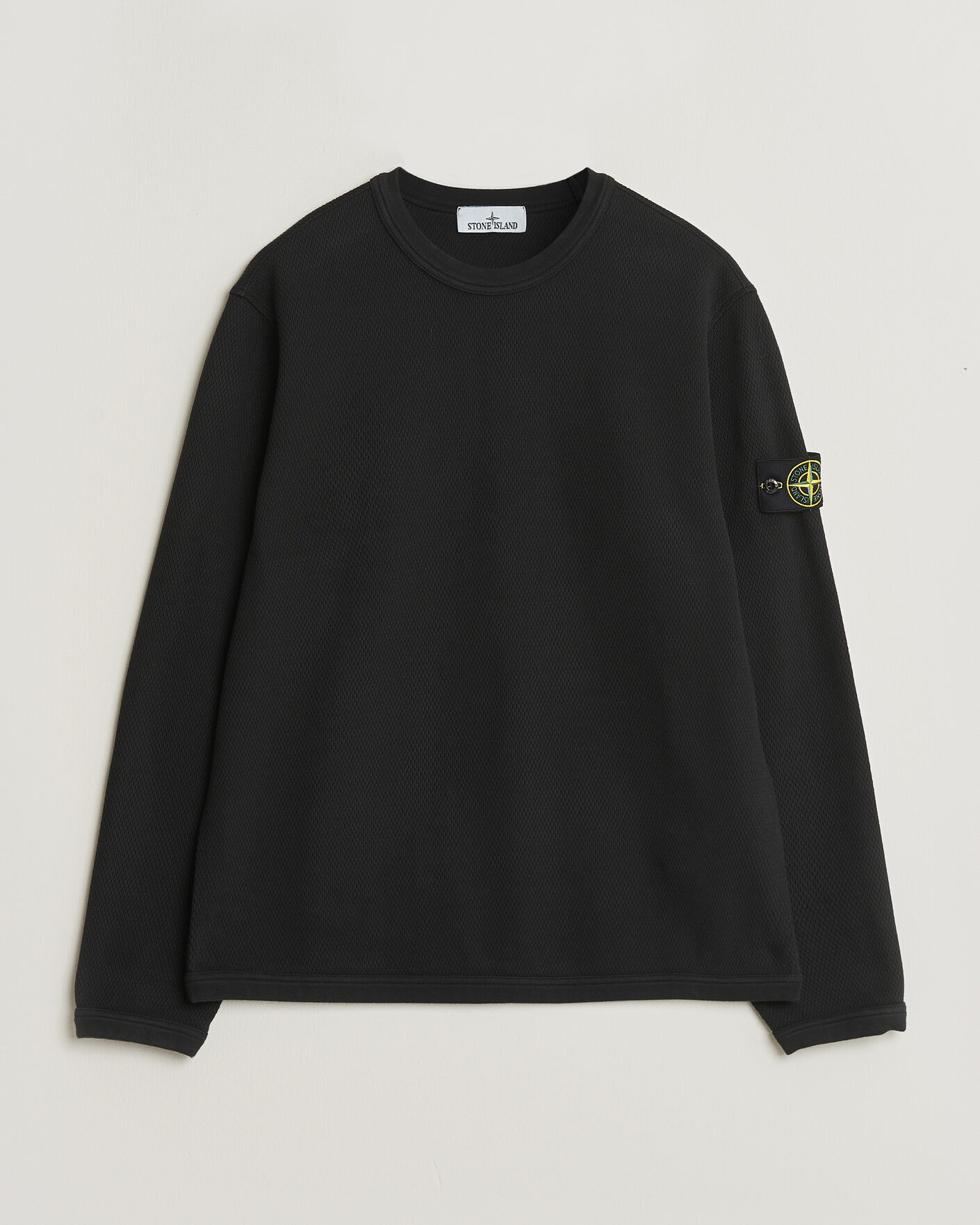 Mies | Puserot | Stone Island | Mesh Stitch Organic Cotton Fleece Crewneck Black