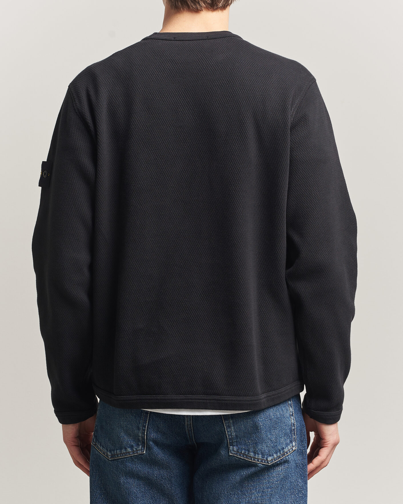 Mies | Puserot | Stone Island | Mesh Stitch Organic Cotton Fleece Crewneck Black