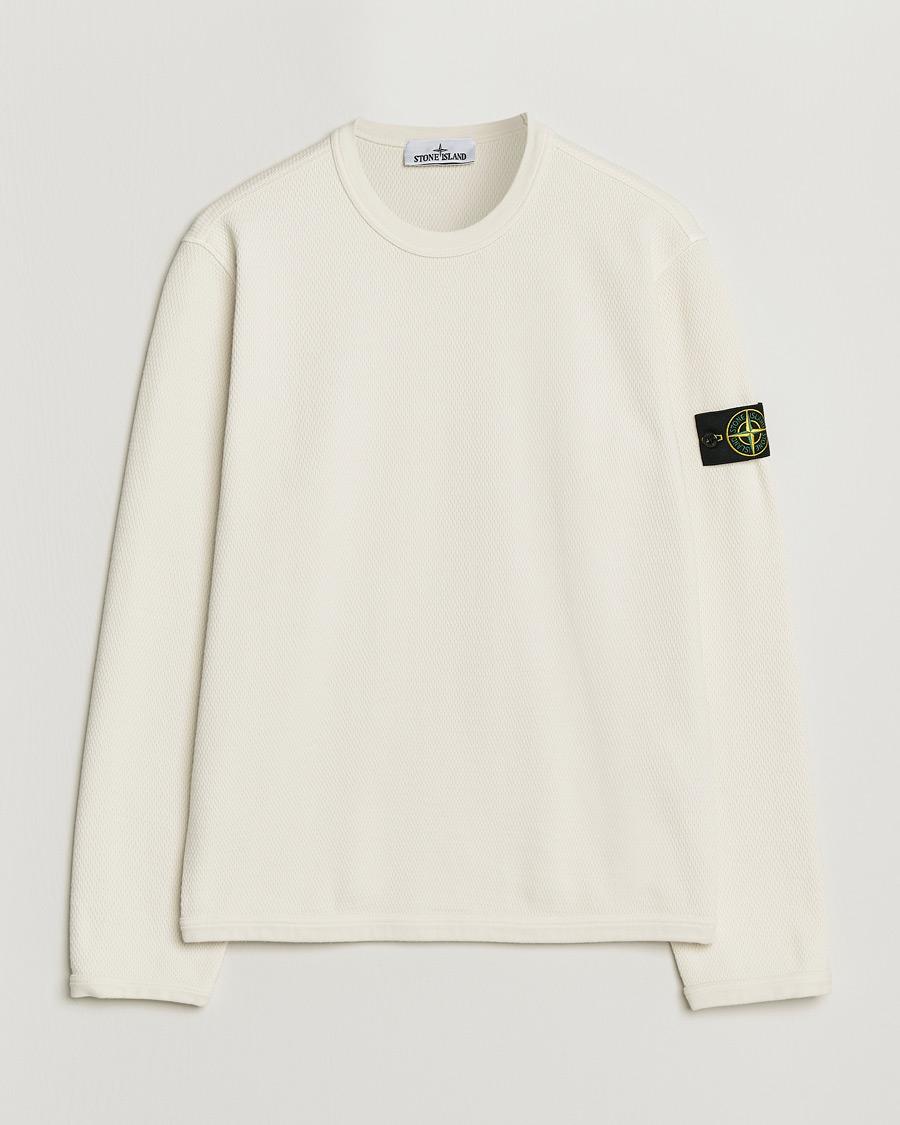 Mies | Puserot | Stone Island | Mesh Stitch Organic Cotton Fleece Crewneck Ivory