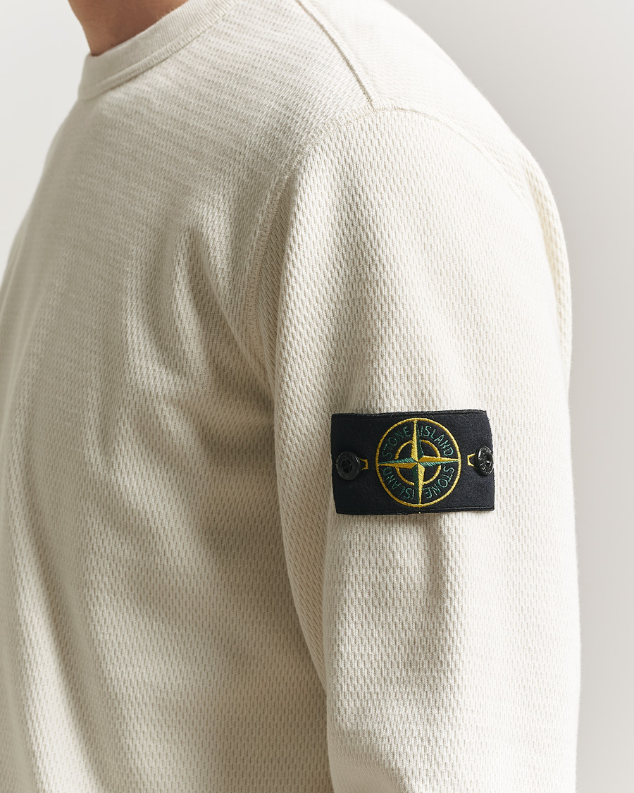 Mies | Puserot | Stone Island | Mesh Stitch Organic Cotton Fleece Crewneck Ivory