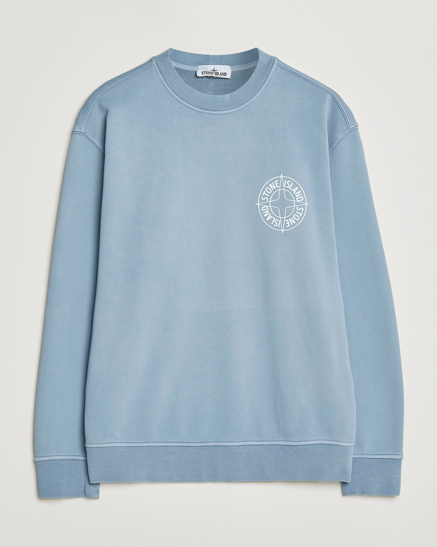 Mies | Puserot | Stone Island | Cotton Fleece Printed Logo Sweatshirt Dark Blue