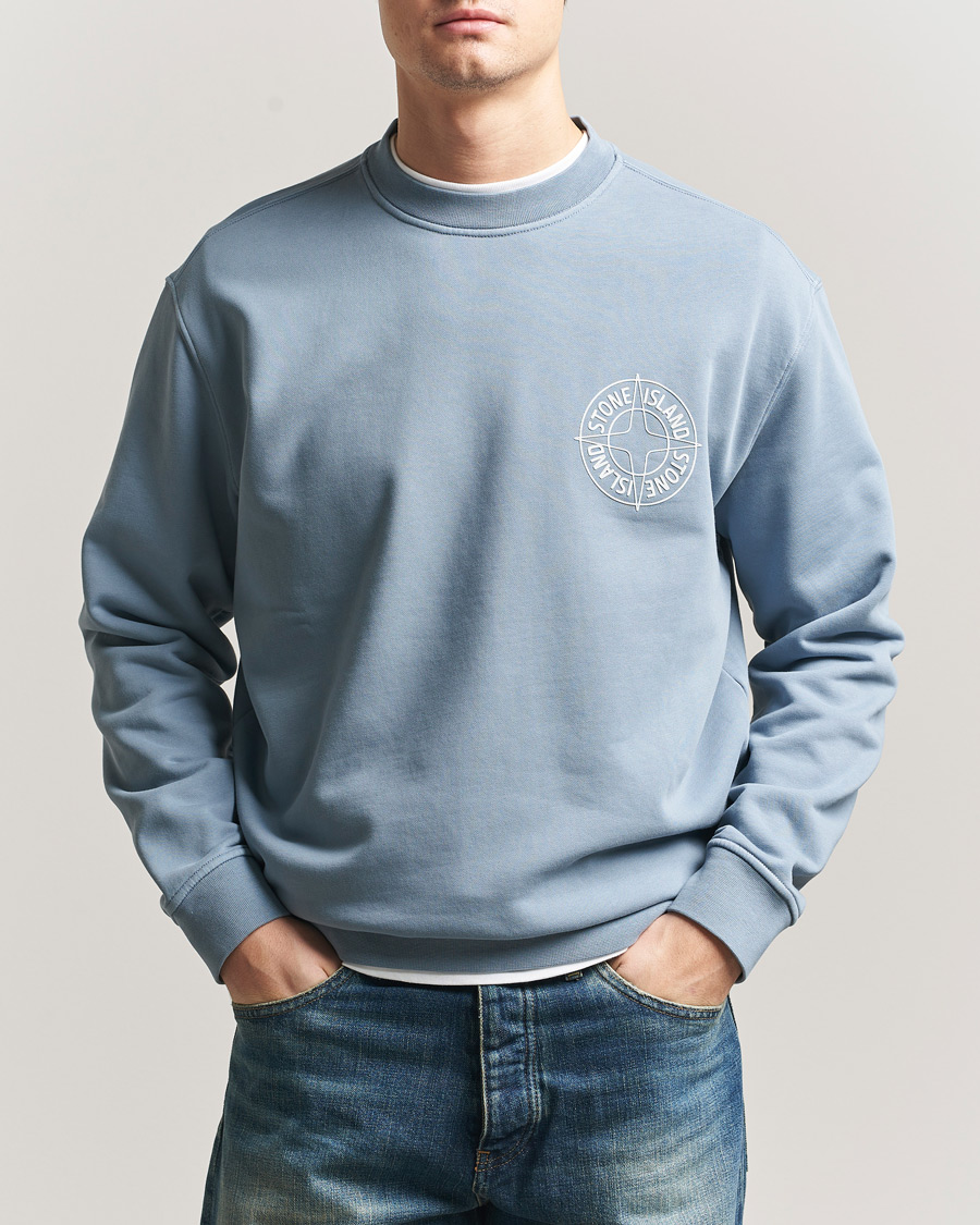 Mies | Puserot | Stone Island | Cotton Fleece Printed Logo Sweatshirt Dark Blue