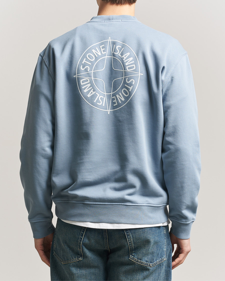 Mies | Puserot | Stone Island | Cotton Fleece Printed Logo Sweatshirt Dark Blue