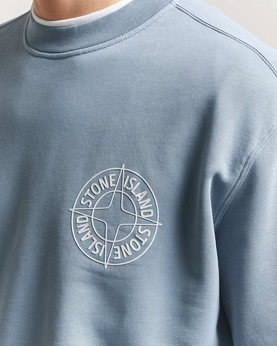 Mies | Puserot | Stone Island | Cotton Fleece Printed Logo Sweatshirt Dark Blue