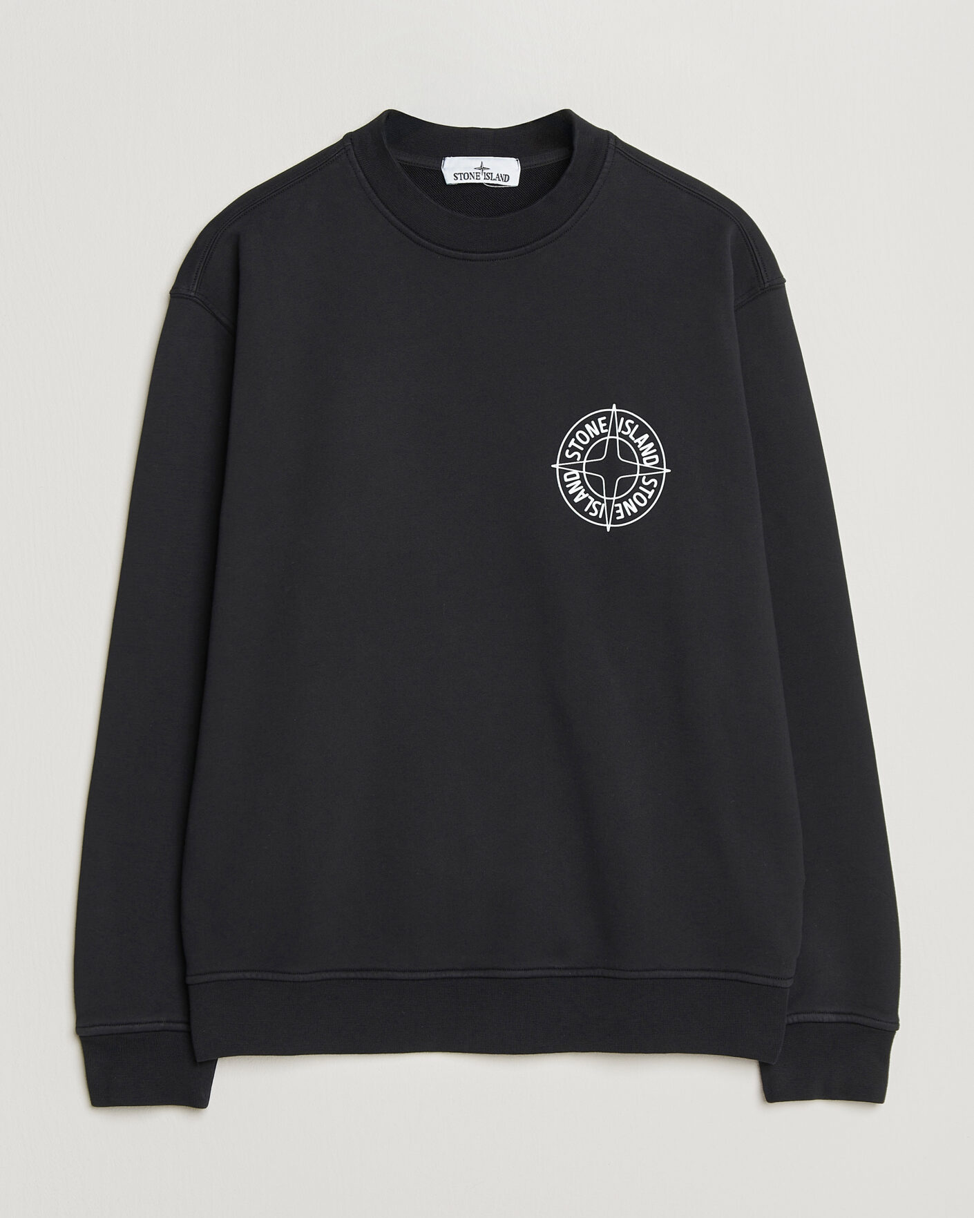 Mies | Puserot | Stone Island | Cotton Fleece Printed Logo Sweatshirt Black