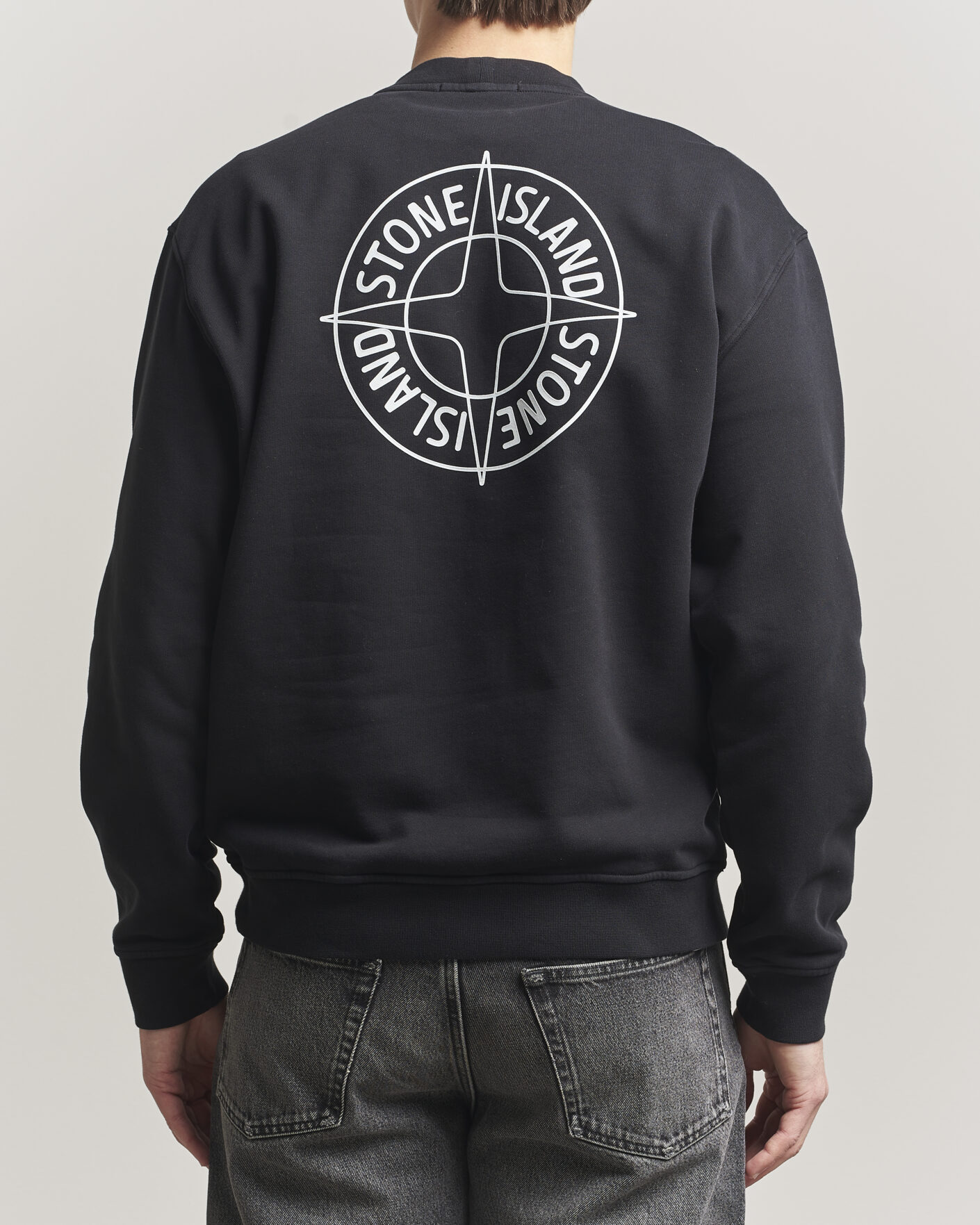 Mies | Puserot | Stone Island | Cotton Fleece Printed Logo Sweatshirt Black