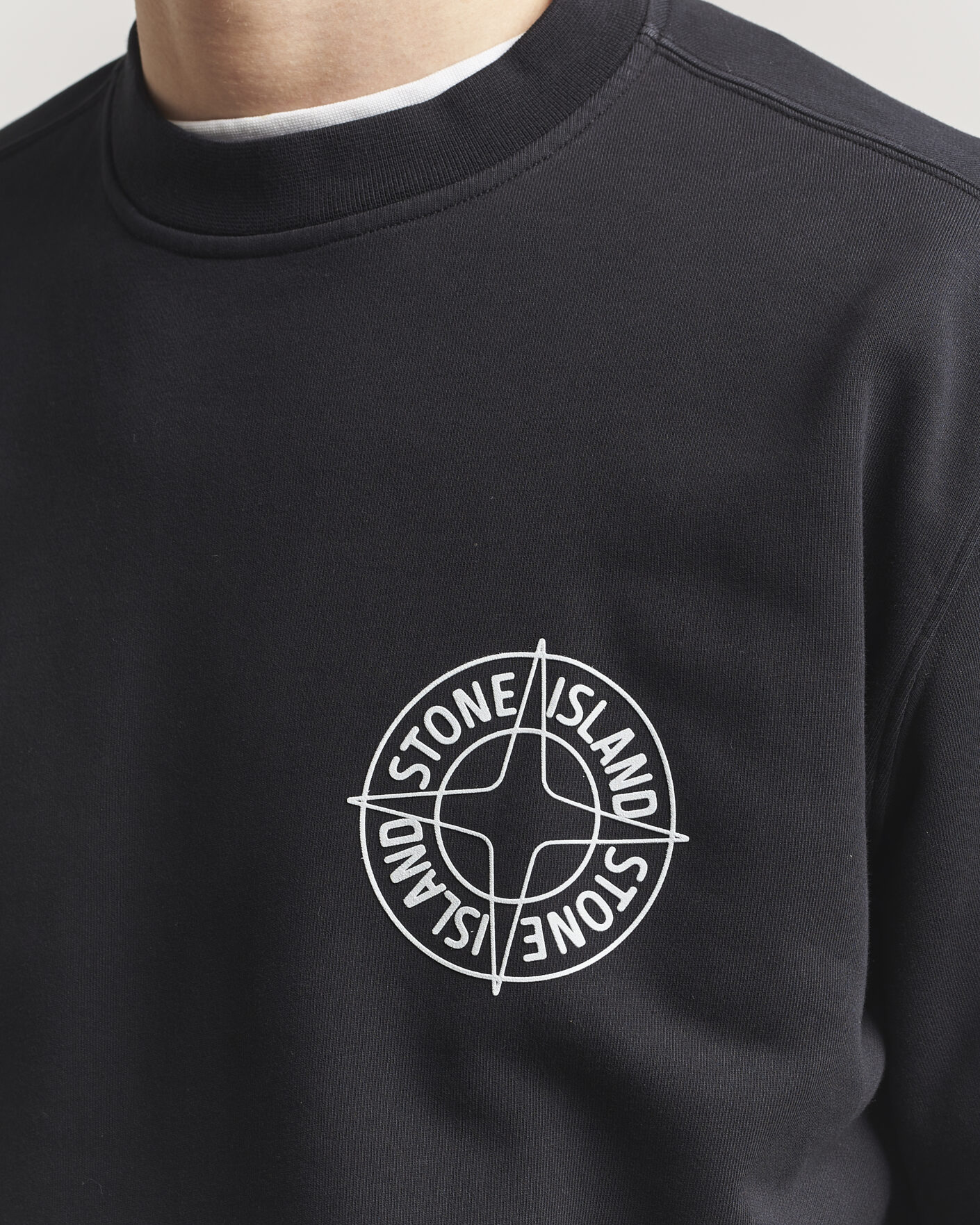 Mies | Puserot | Stone Island | Cotton Fleece Printed Logo Sweatshirt Black