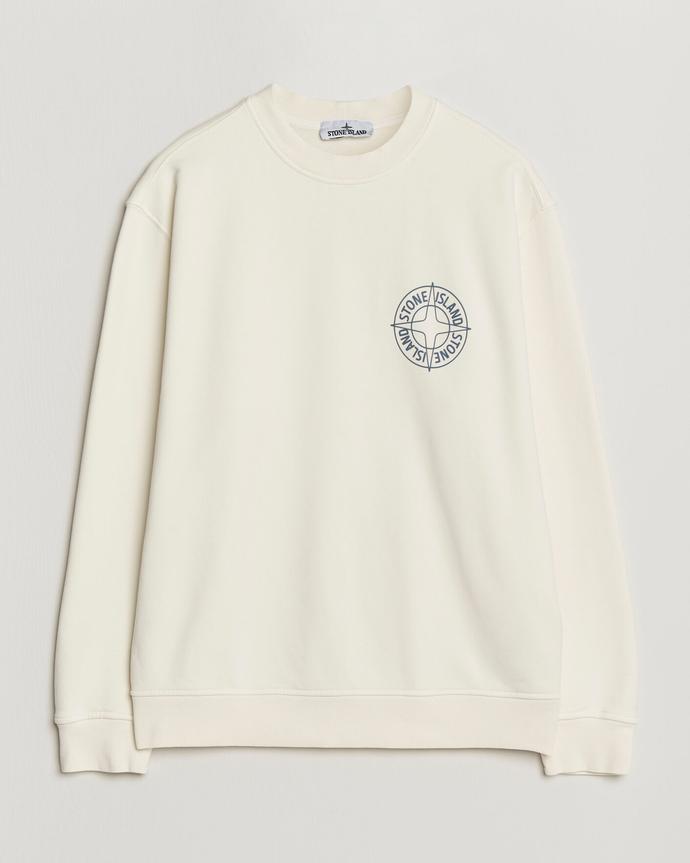 Mies | Puserot | Stone Island | Cotton Fleece Printed Logo Sweatshirt Ivory