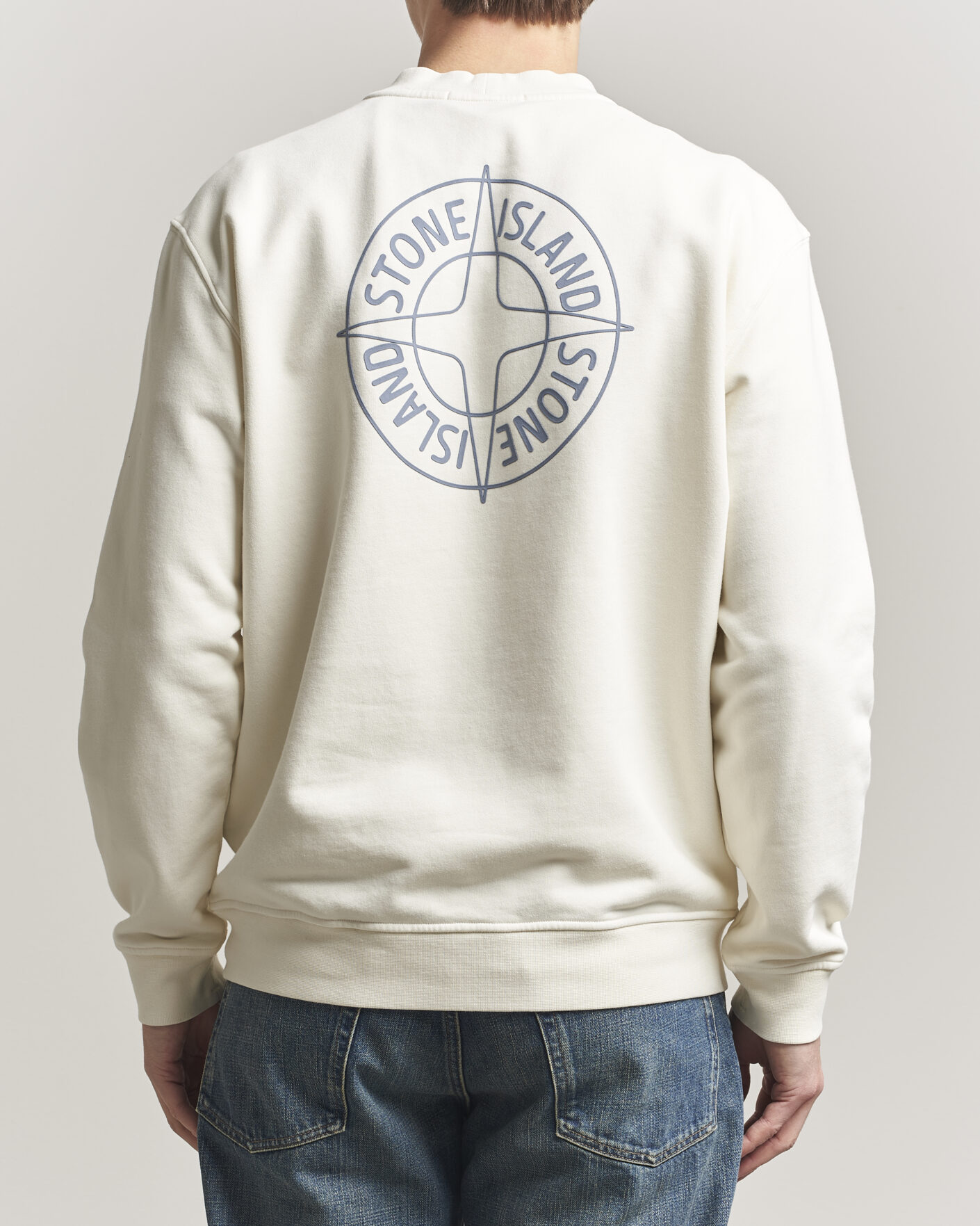 Mies | Puserot | Stone Island | Cotton Fleece Printed Logo Sweatshirt Ivory