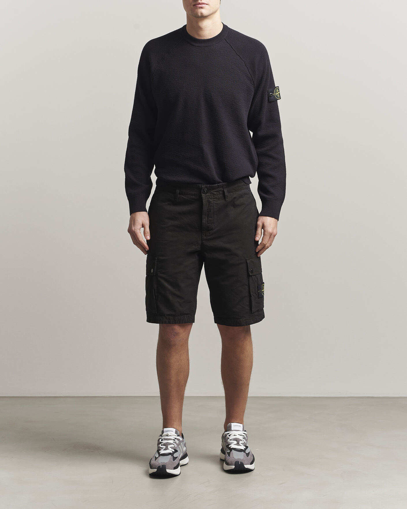 Mies | Shortsit | Stone Island | Brushed Cotton Canvas Cargo Shorts Black