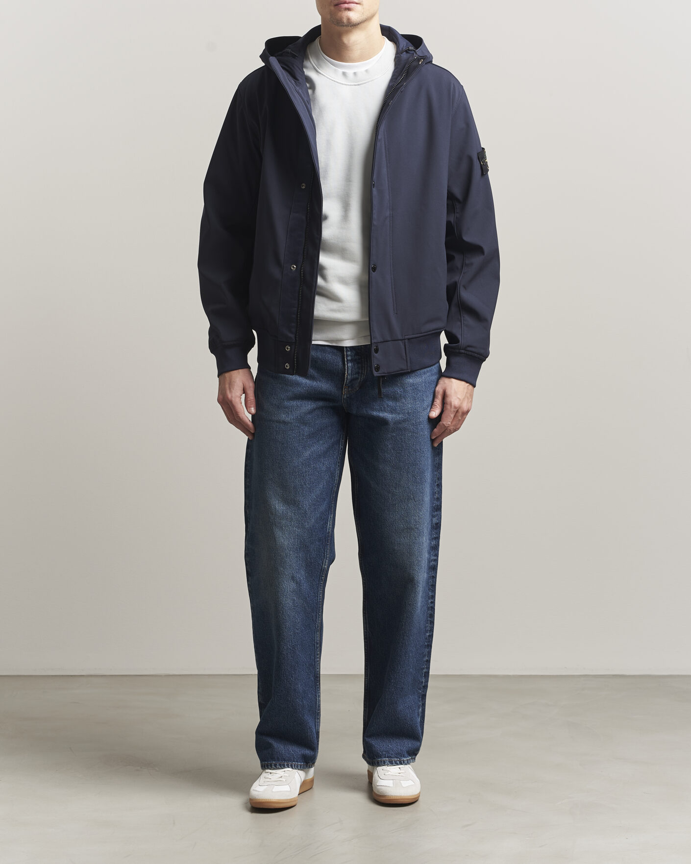 Mies | Takit | Stone Island | Soft Shell Hooded Jacket Navy