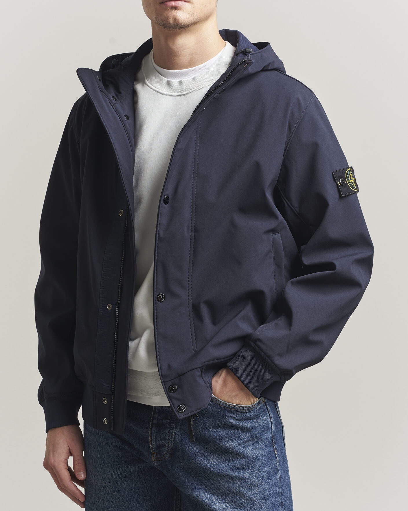 Mies | Takit | Stone Island | Soft Shell Hooded Jacket Navy