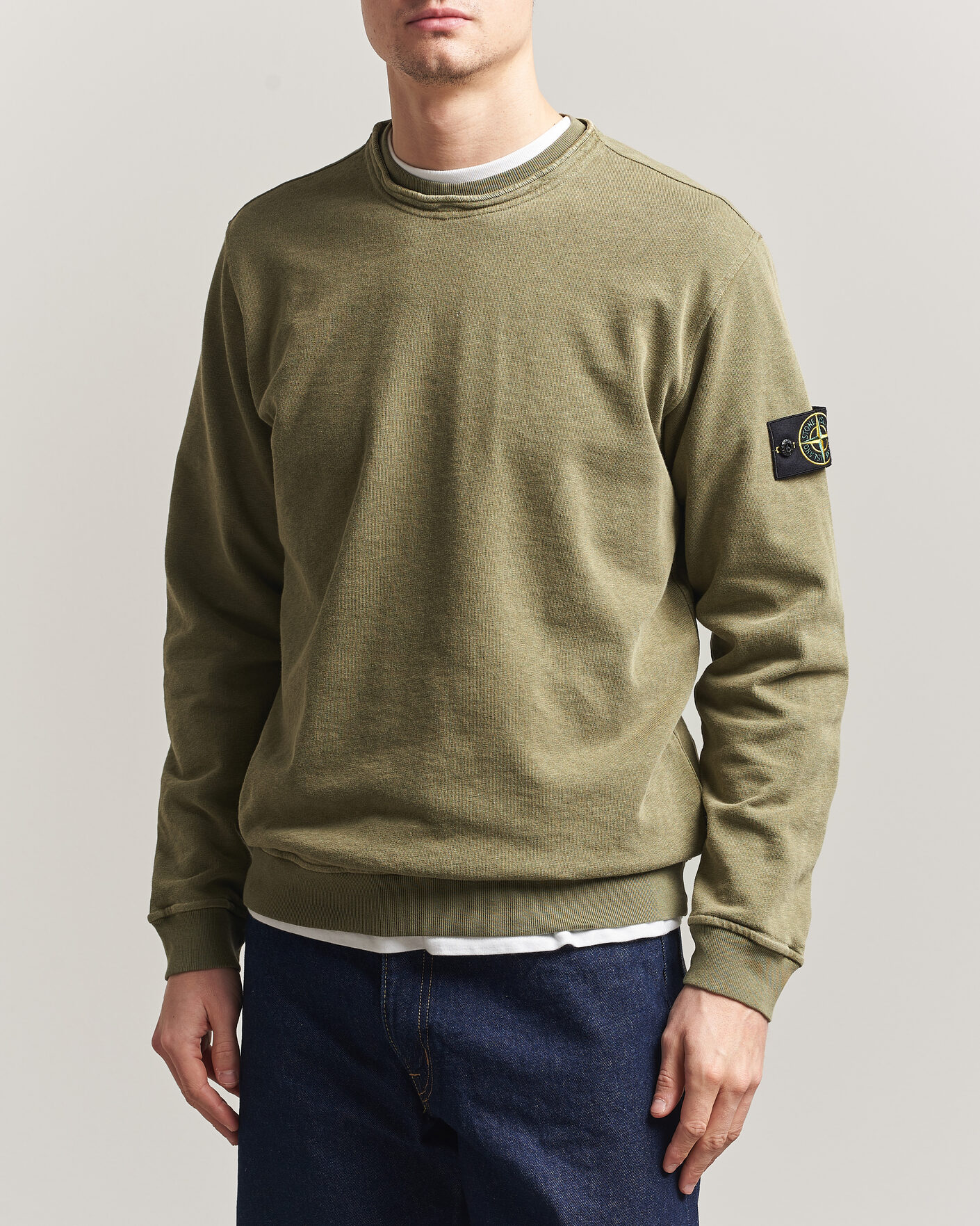 Mies | Puserot | Stone Island | Old Dyed Cotton Sweatshirt Military Green
