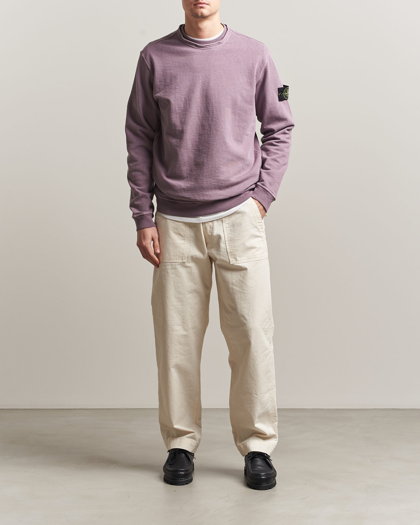 Mies | Puserot | Stone Island | Old Dyed Cotton Sweatshirt Purple Grey