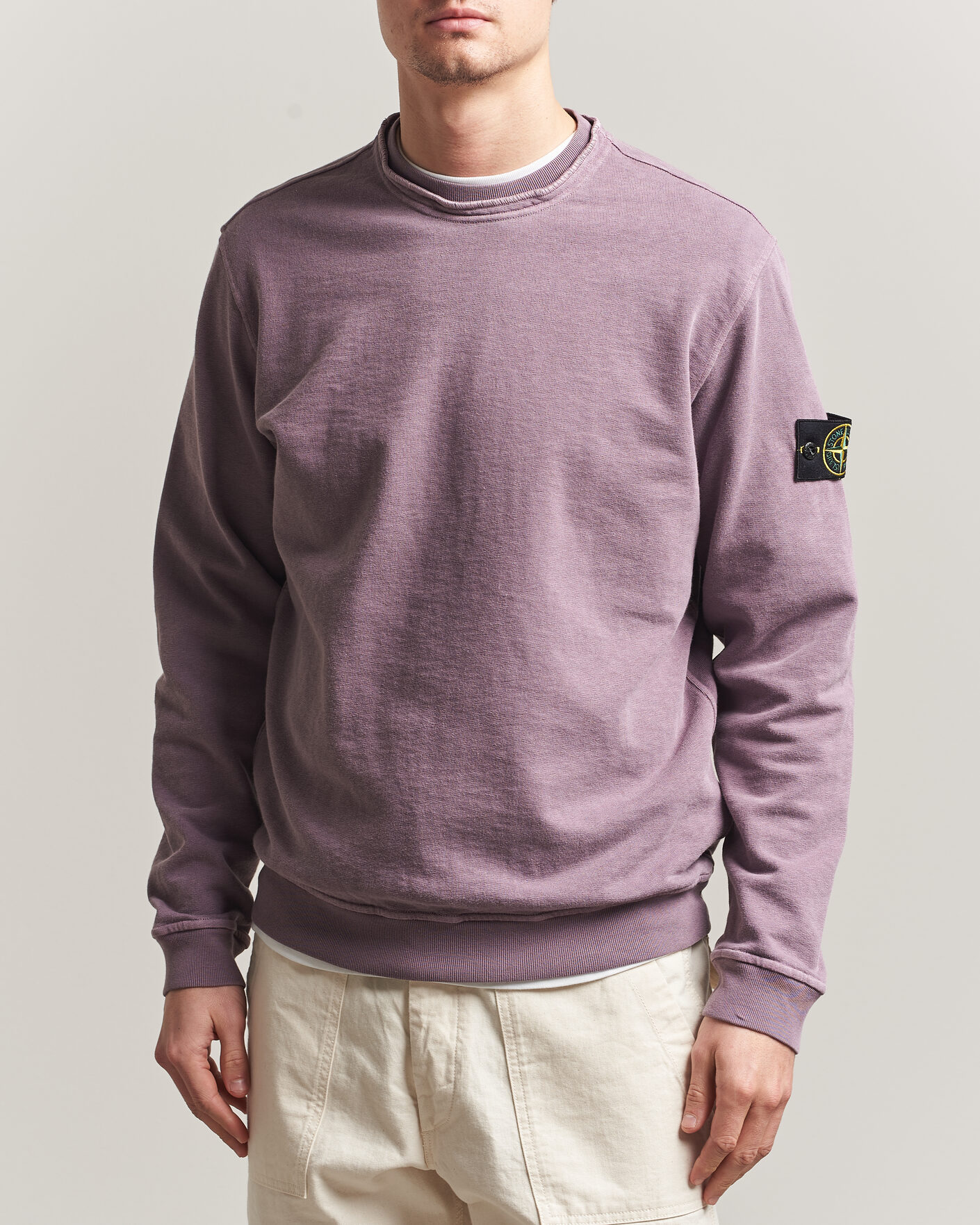 Mies | Puserot | Stone Island | Old Dyed Cotton Sweatshirt Purple Grey