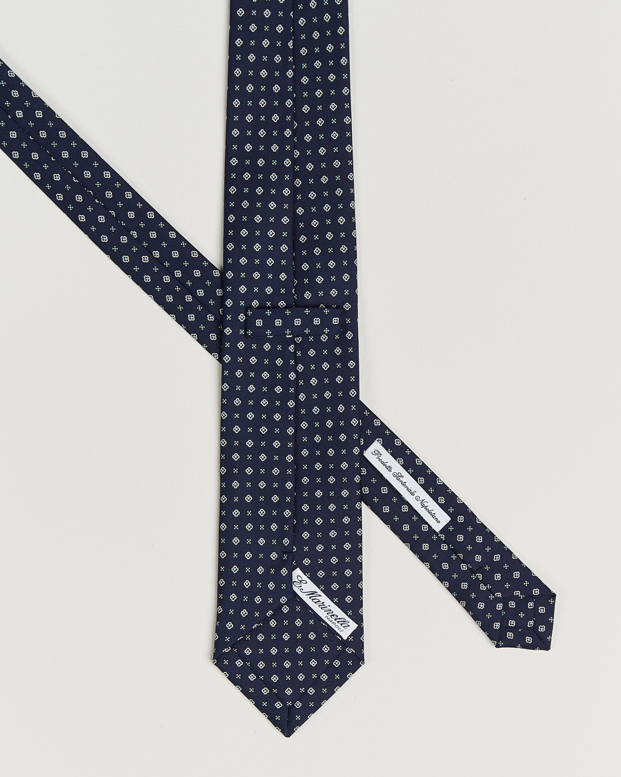 Mies | Solmiot | E. Marinella | 3-Fold Printed Silk Tie Navy