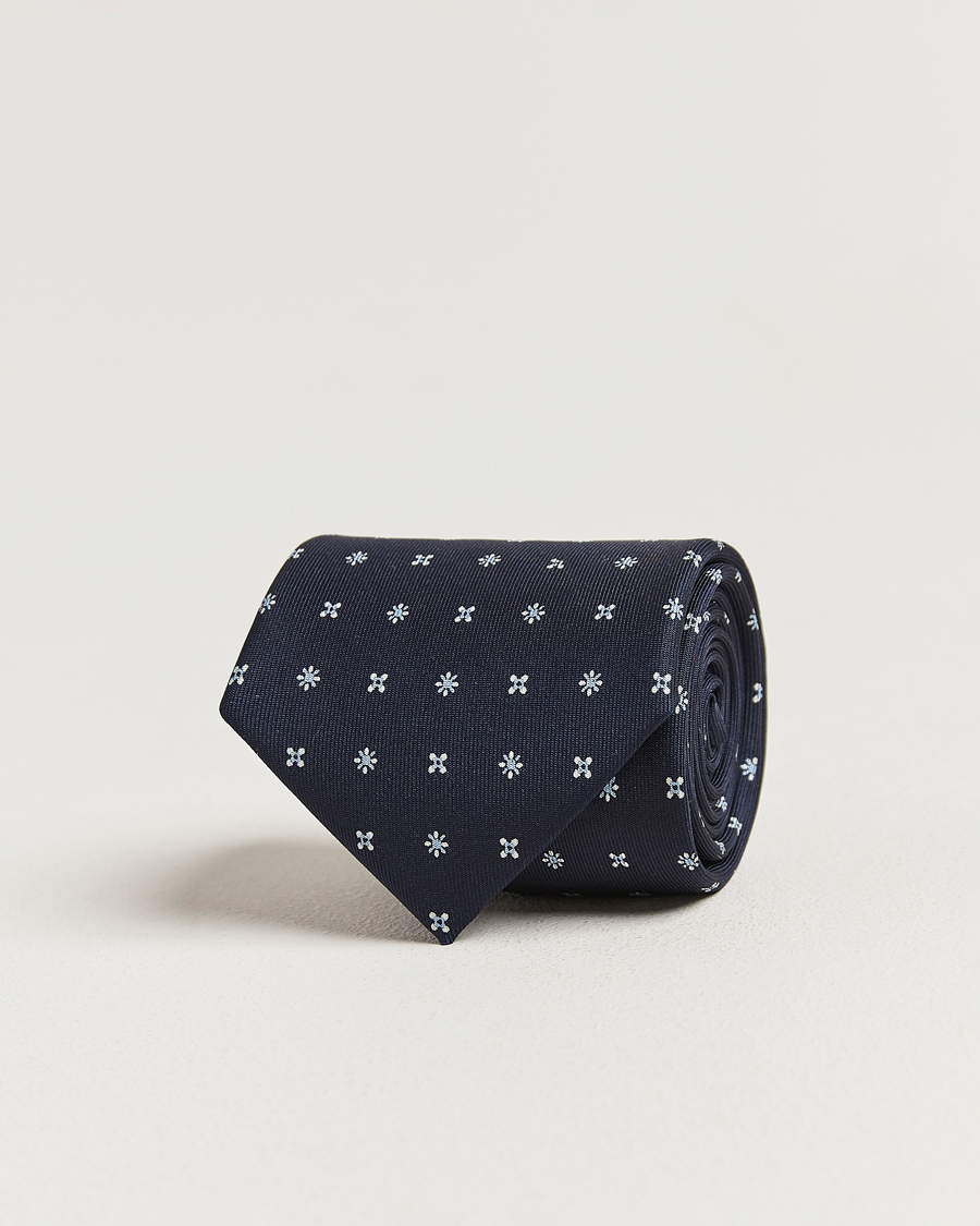 Mies | Solmiot | E. Marinella | 3-Fold Printed Silk Tie Navy