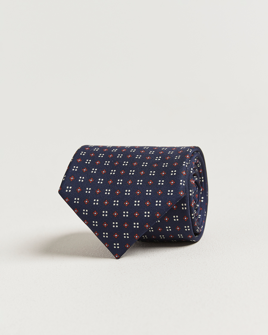 Mies | Solmiot | E. Marinella | 3-Fold Printed Silk Tie Navy