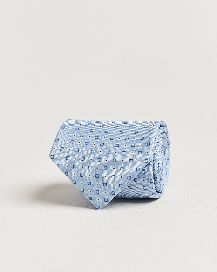 Mies | Solmiot | E. Marinella | 3-Fold Printed Silk Tie Light Blue