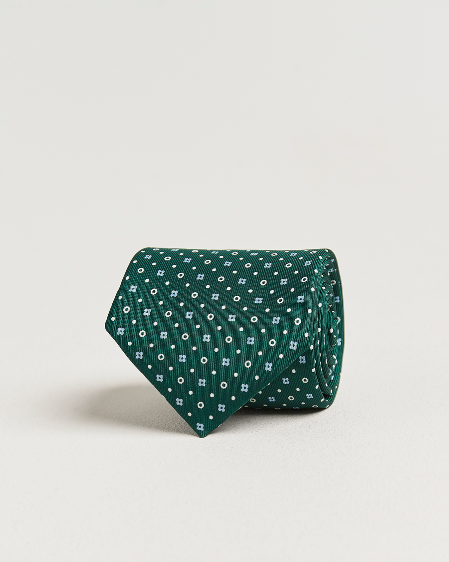 Mies | Solmiot | E. Marinella | 3-Fold Printed Silk Tie Dark Green