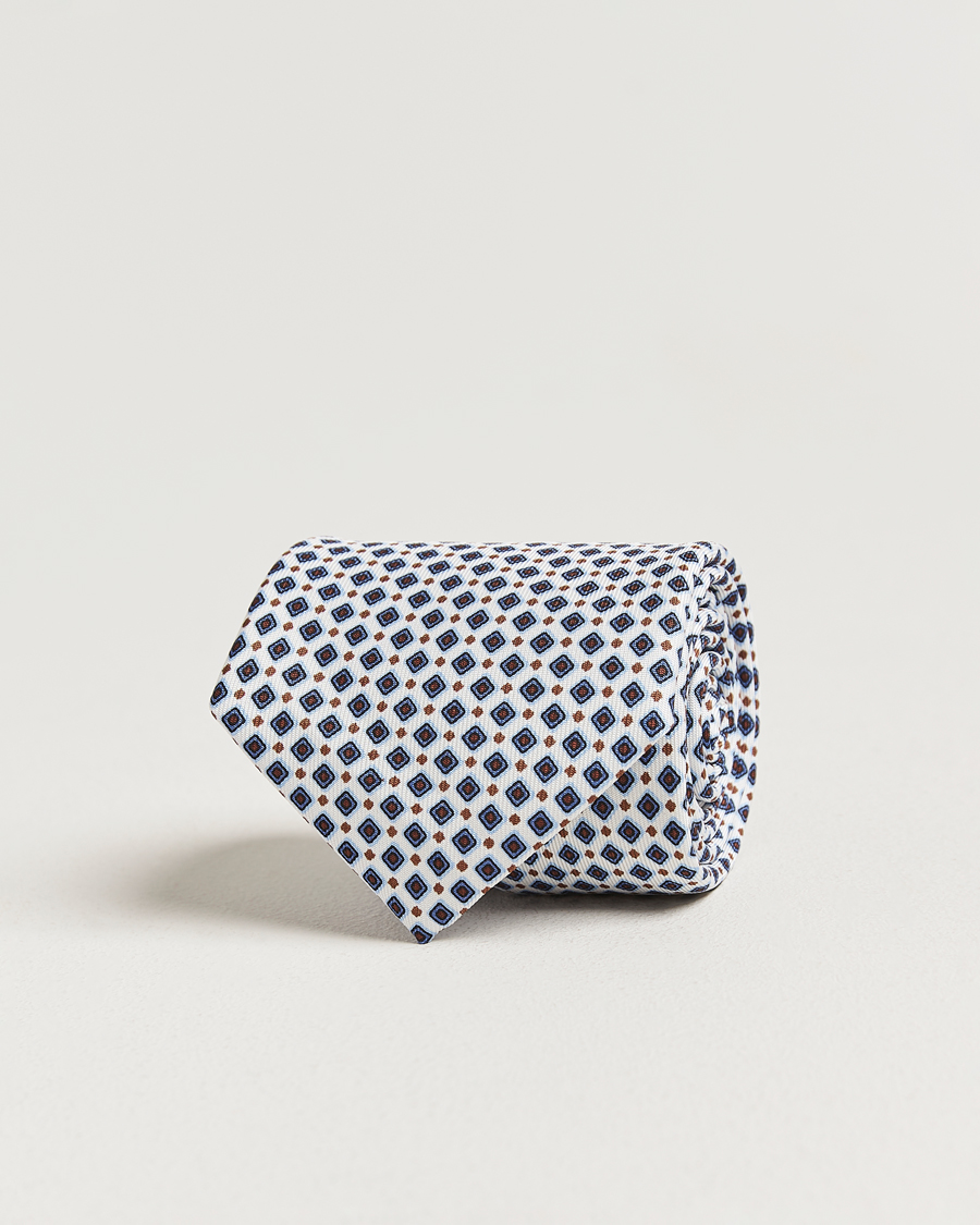 Mies | Solmiot | E. Marinella | 3-Fold Printed Silk Tie Blue/White