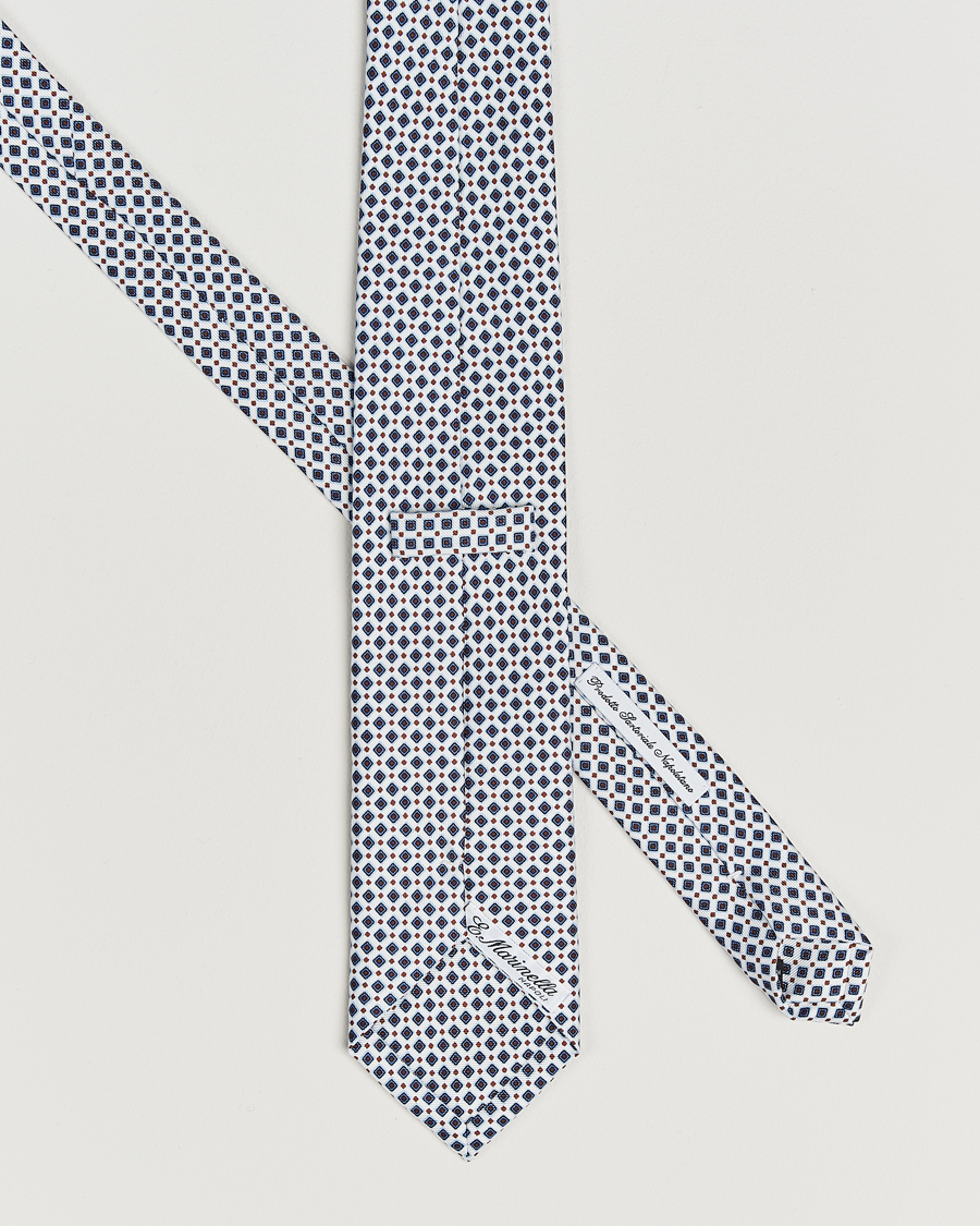 Mies | Solmiot | E. Marinella | 3-Fold Printed Silk Tie Blue/White