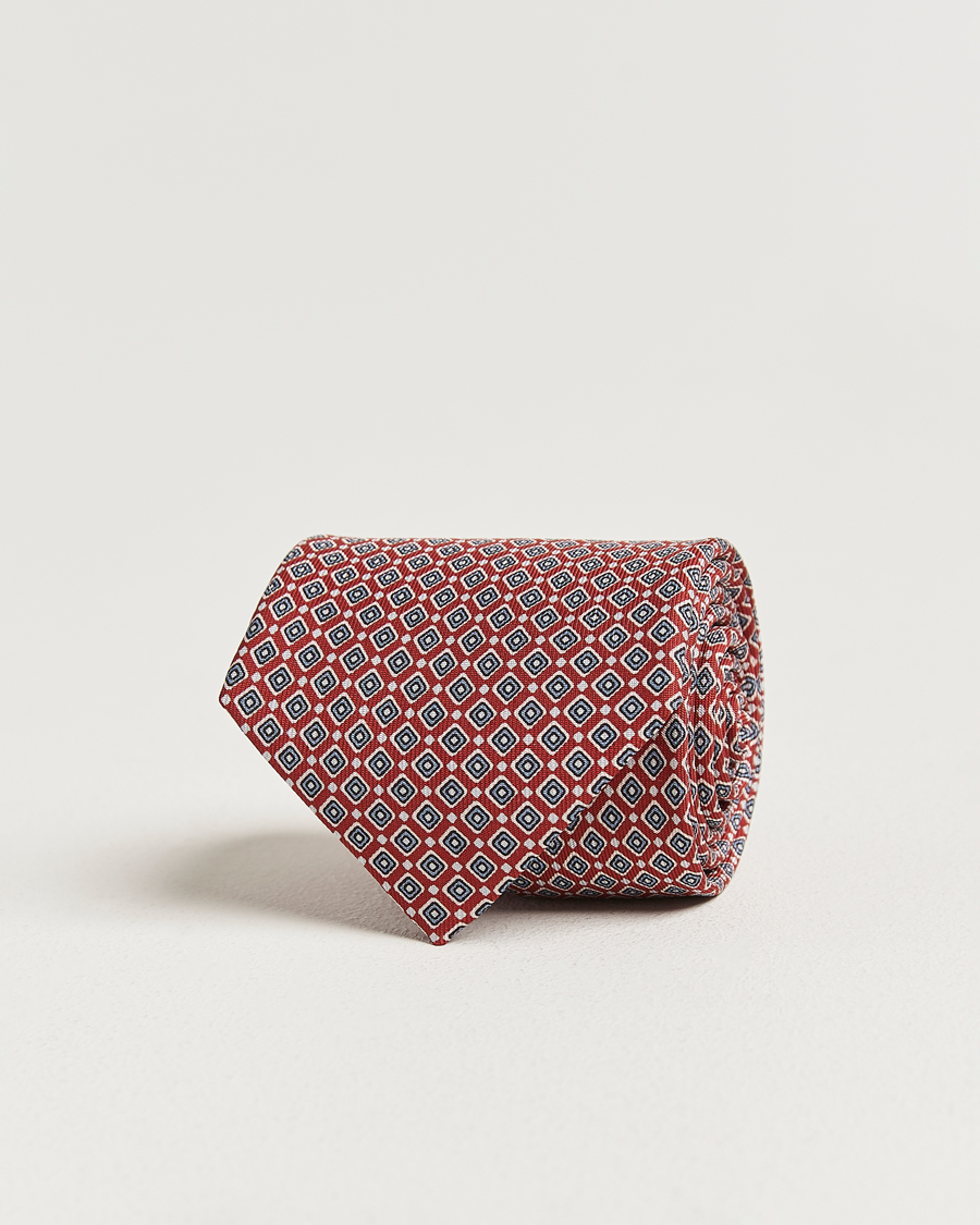 Mies | Solmiot | E. Marinella | 3-Fold Printed Silk Tie Red