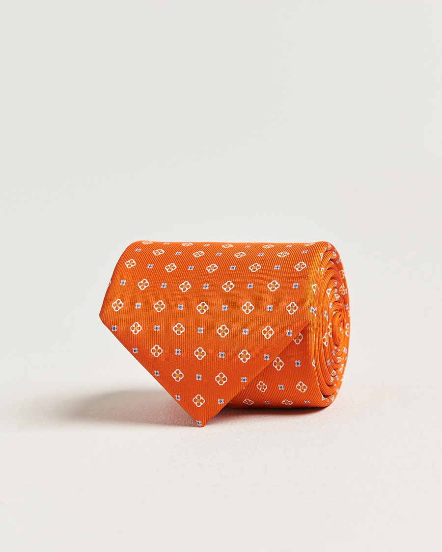 Mies | Solmiot | E. Marinella | 3-Fold Printed Silk Tie Orange