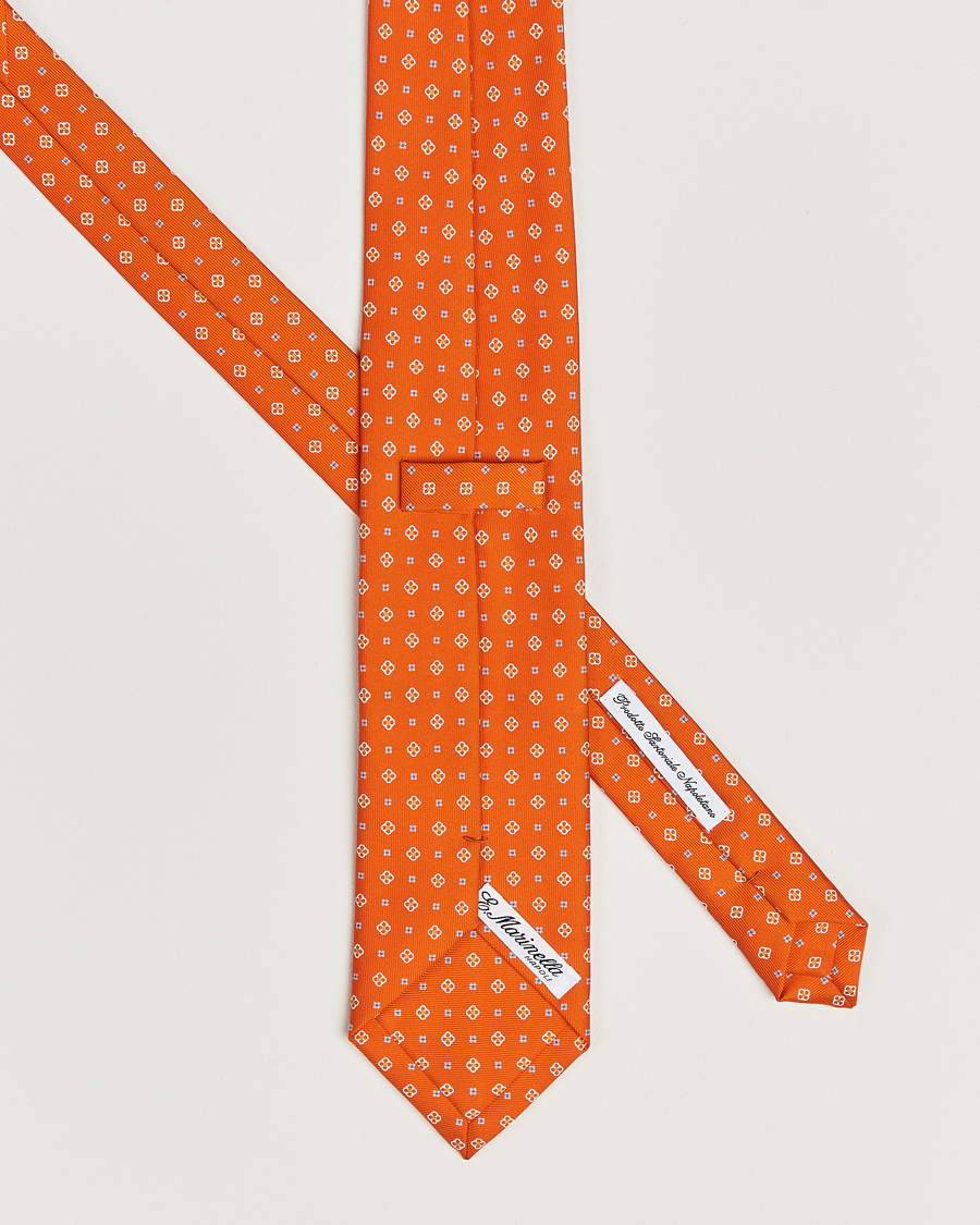 Mies | Solmiot | E. Marinella | 3-Fold Printed Silk Tie Orange