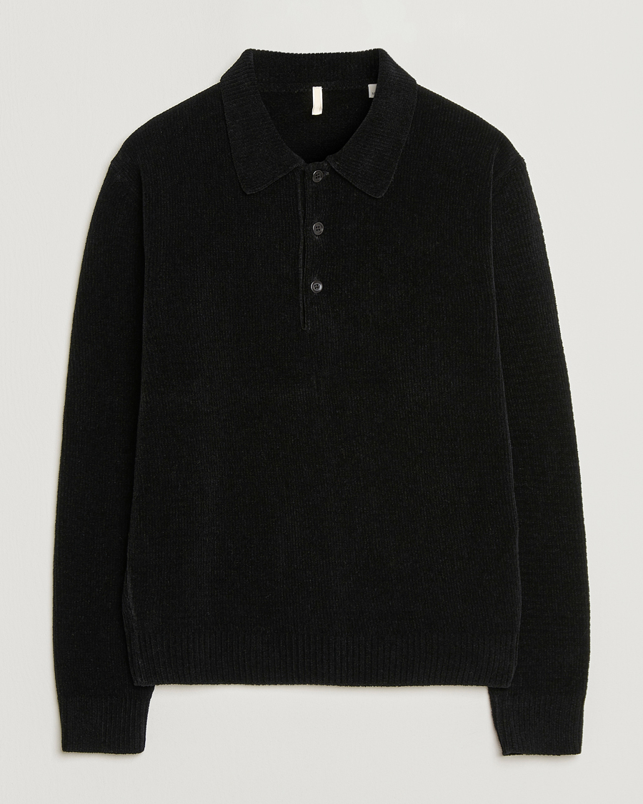 Mies | Pikeet | Sunflower | Chenile Long Sleeve Polo Black