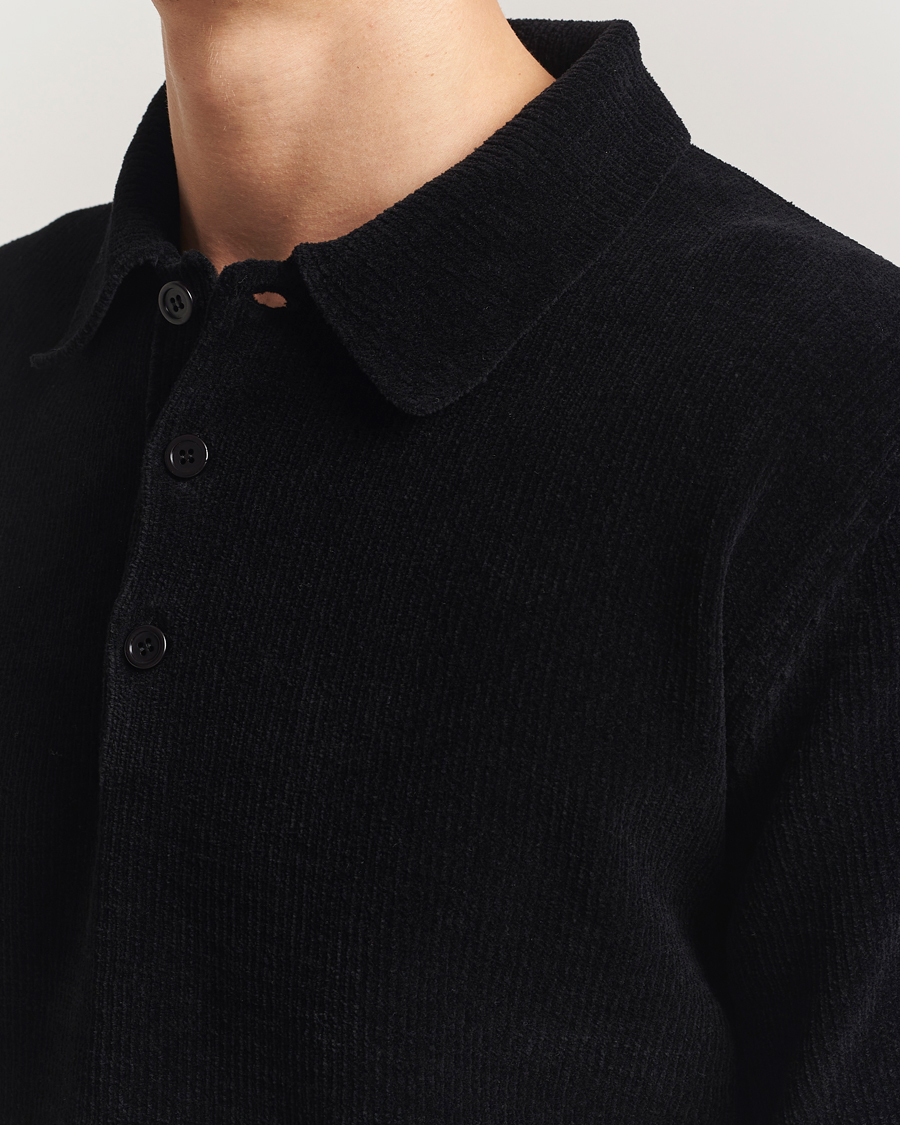 Mies | Pikeet | Sunflower | Chenile Long Sleeve Polo Black