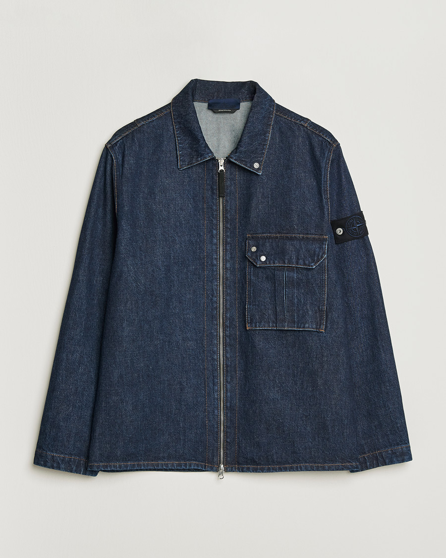 Mies | Takit | Stone Island | Denim Zip Shirt Jacket Blue Rinse