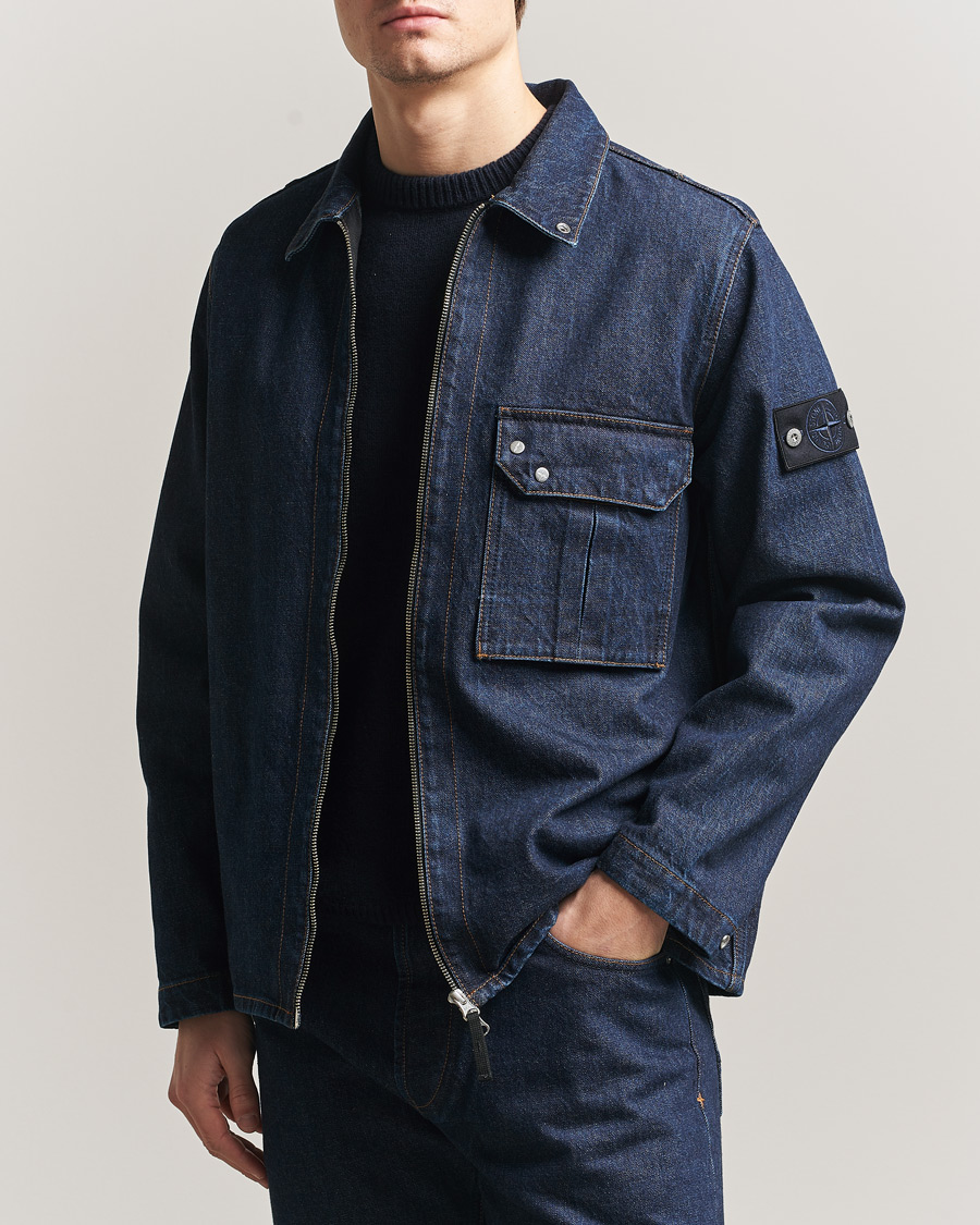 Mies | Takit | Stone Island | Denim Zip Shirt Jacket Blue Rinse