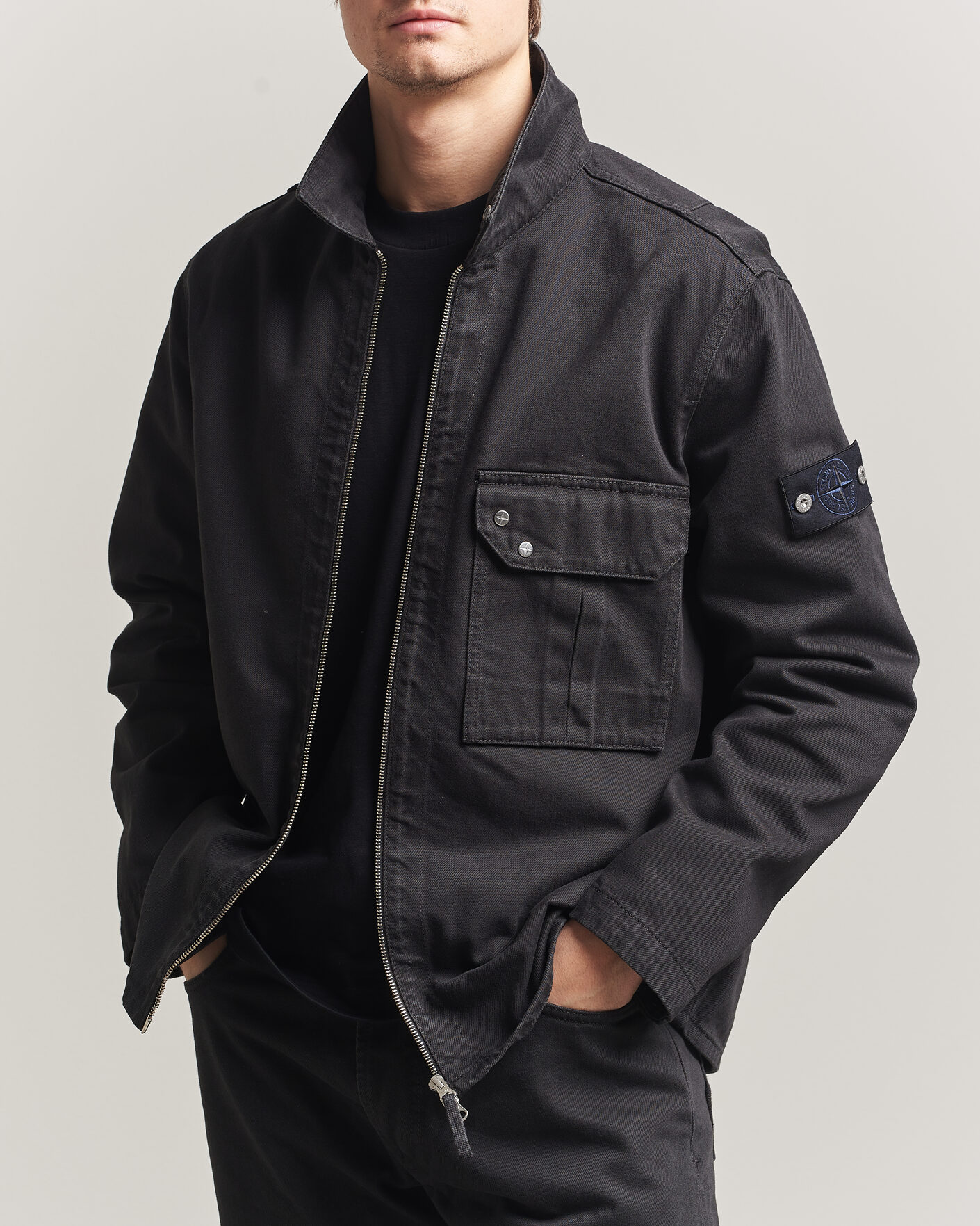 Mies | Takit | Stone Island | Denim Zip Overshirt Black