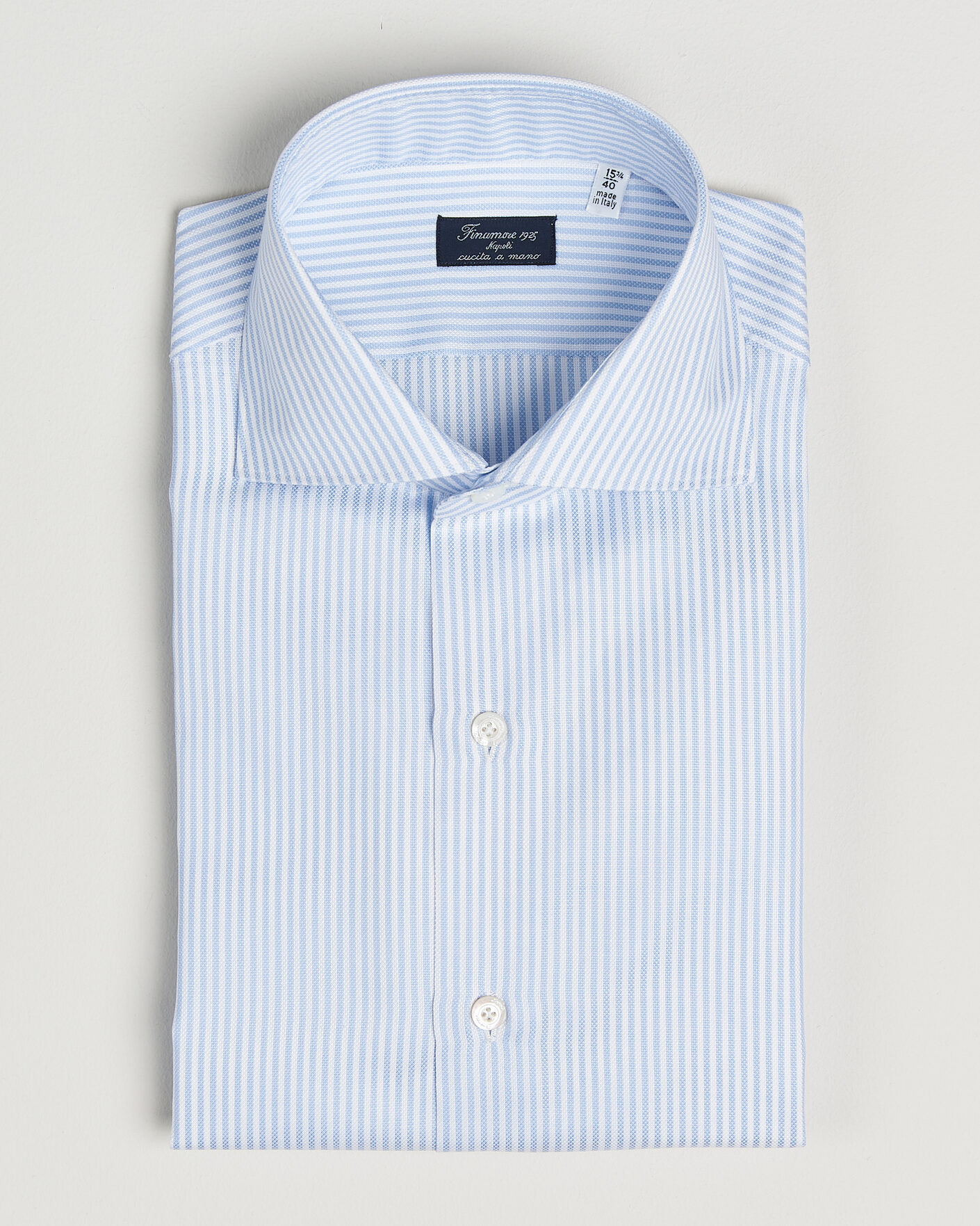 Mies | Kauluspaidat | Finamore Napoli | Milano Slim Royal Oxford Dress Shirt Light Blue Stripe