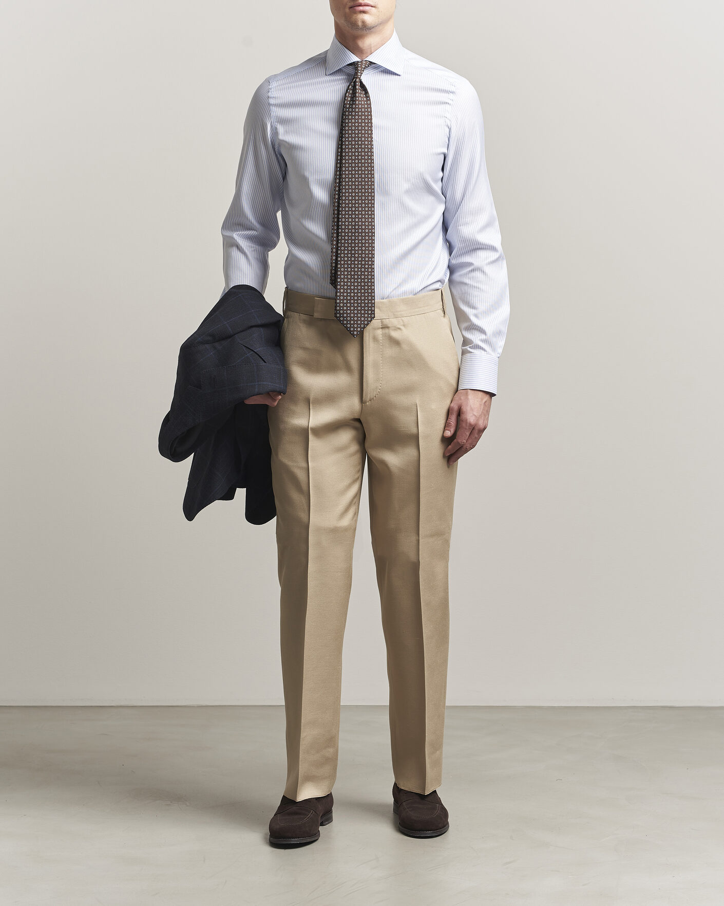 Mies | Kauluspaidat | Finamore Napoli | Milano Slim Royal Oxford Dress Shirt Light Blue Stripe