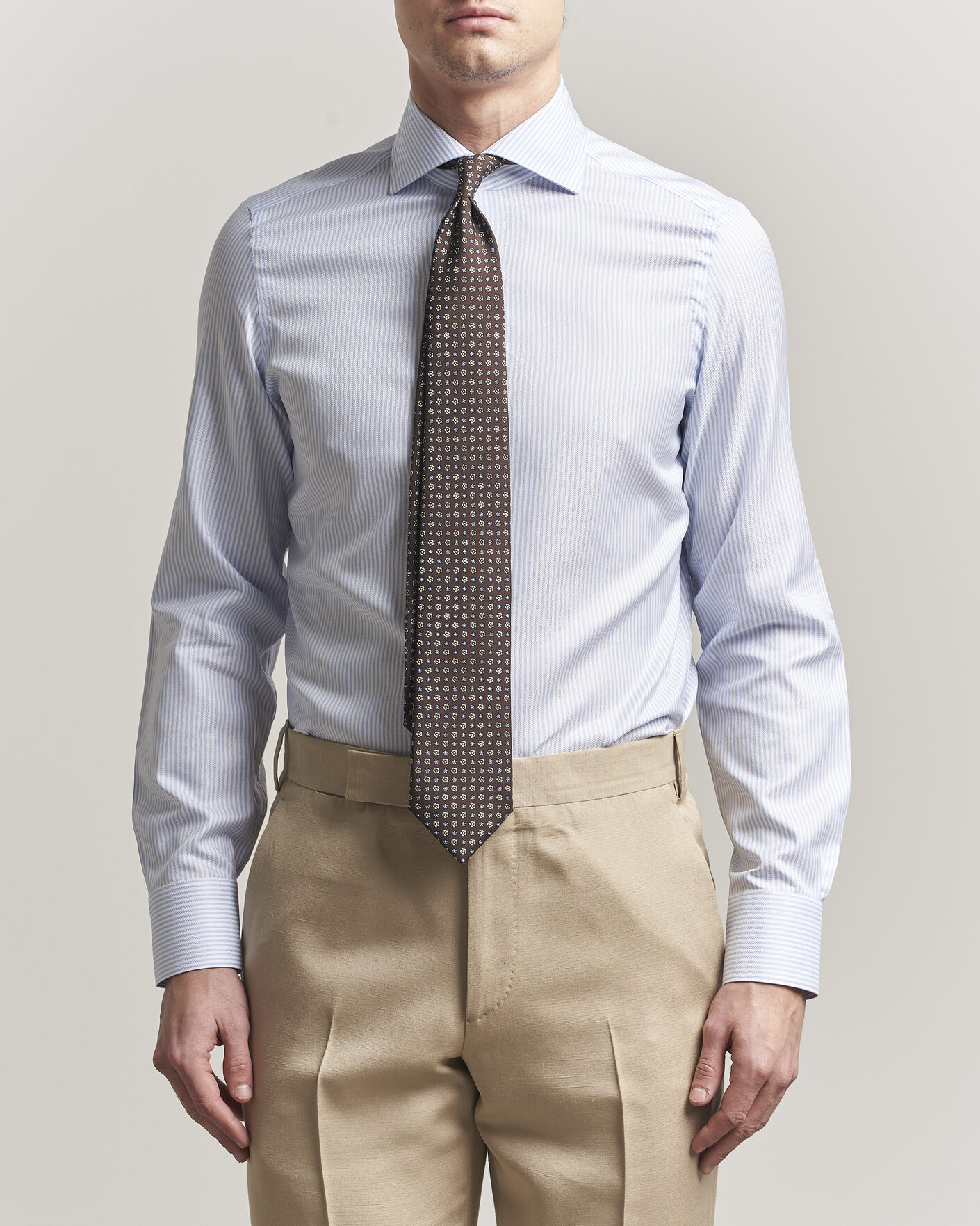 Mies | Kauluspaidat | Finamore Napoli | Milano Slim Royal Oxford Dress Shirt Light Blue Stripe