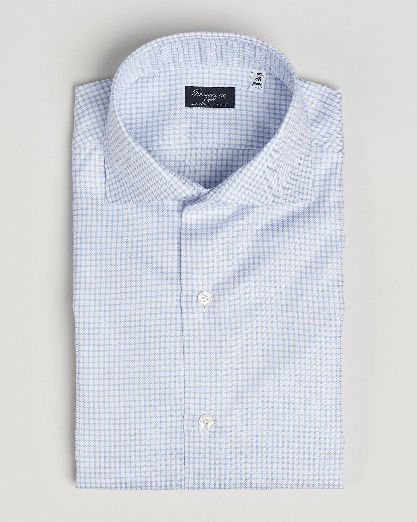 Mies | Kauluspaidat | Finamore Napoli | Milano Slim Twill Shirt Light Blue Check