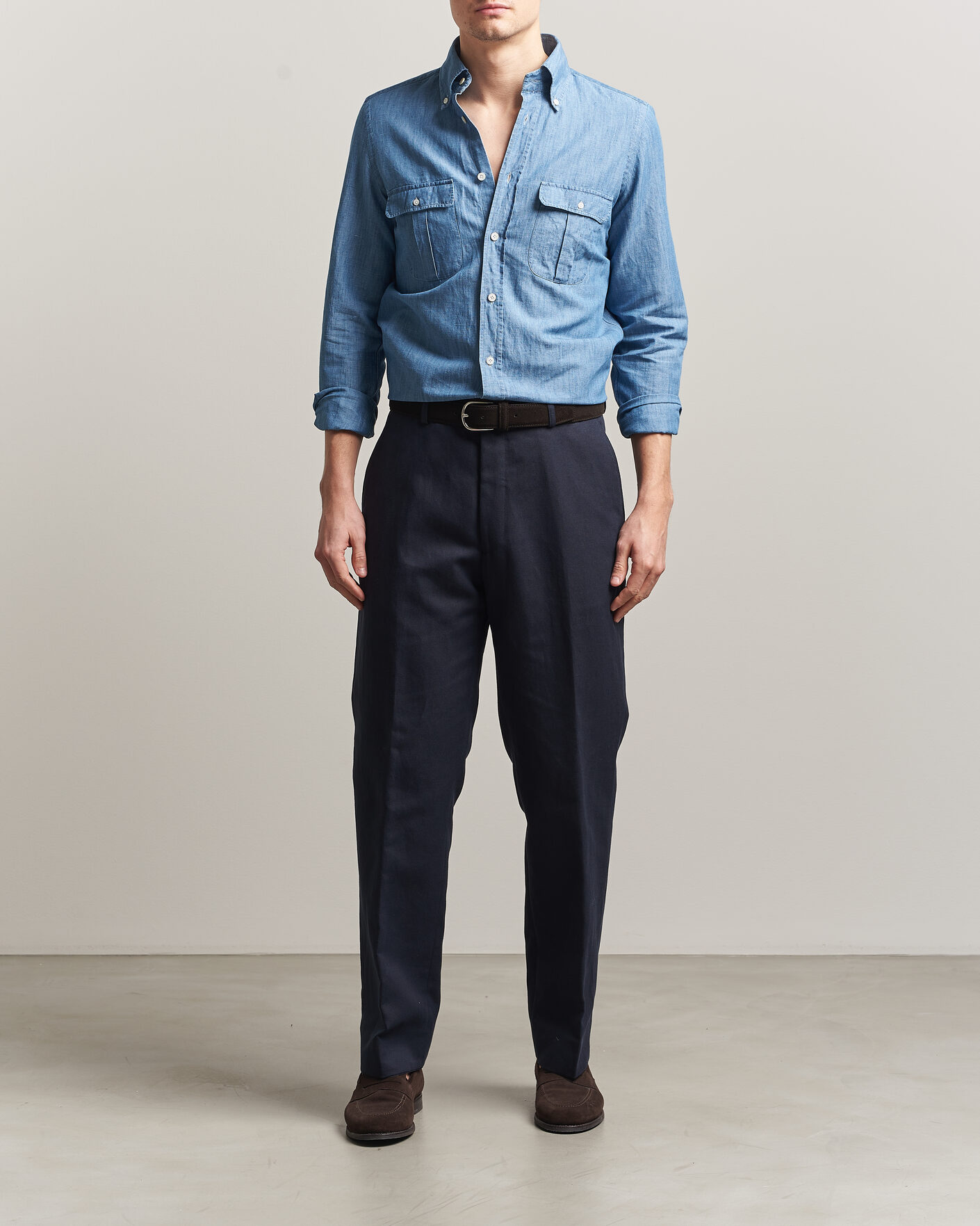Mies | Kauluspaidat | Finamore Napoli | Double Pocket Overshirt Light Blue